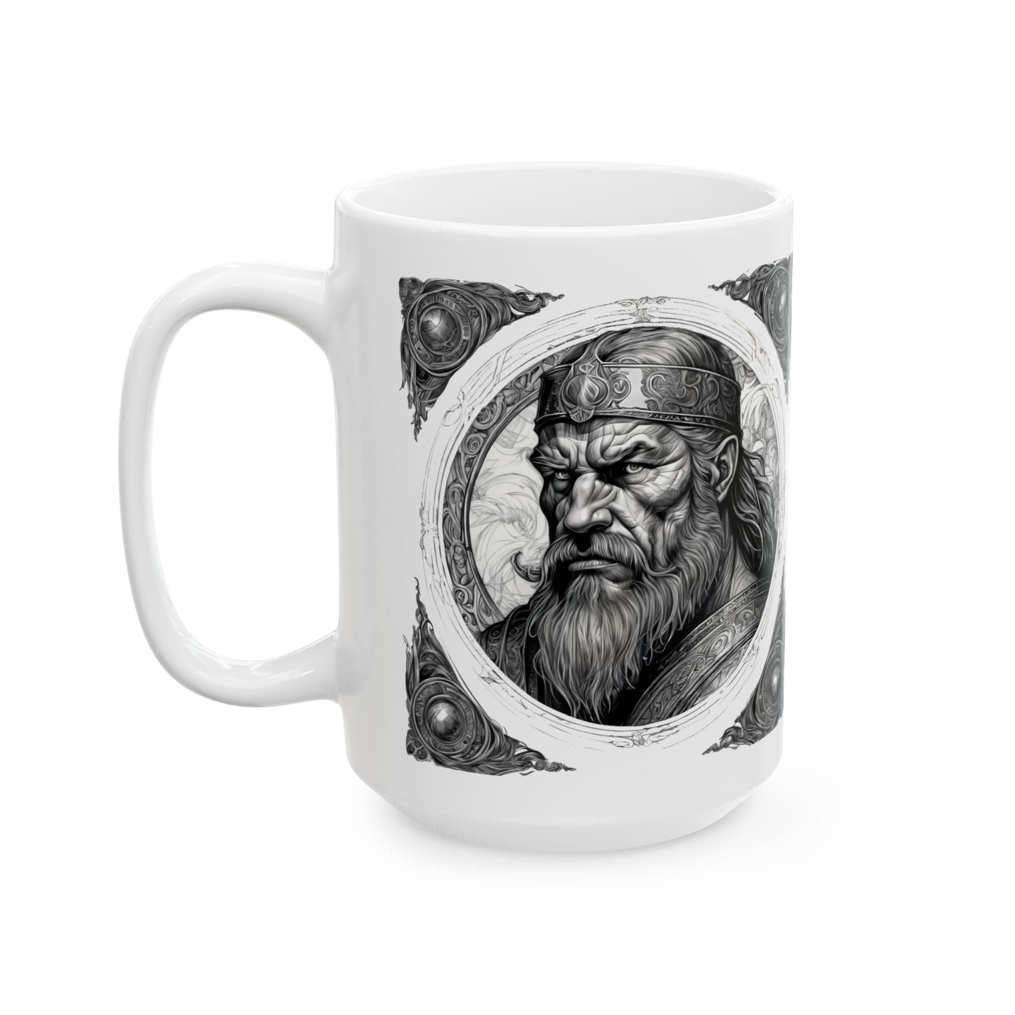 Printify Mug 15oz Mug - Beowulf - Heroes & Quests Motivational QR Code Quote Video