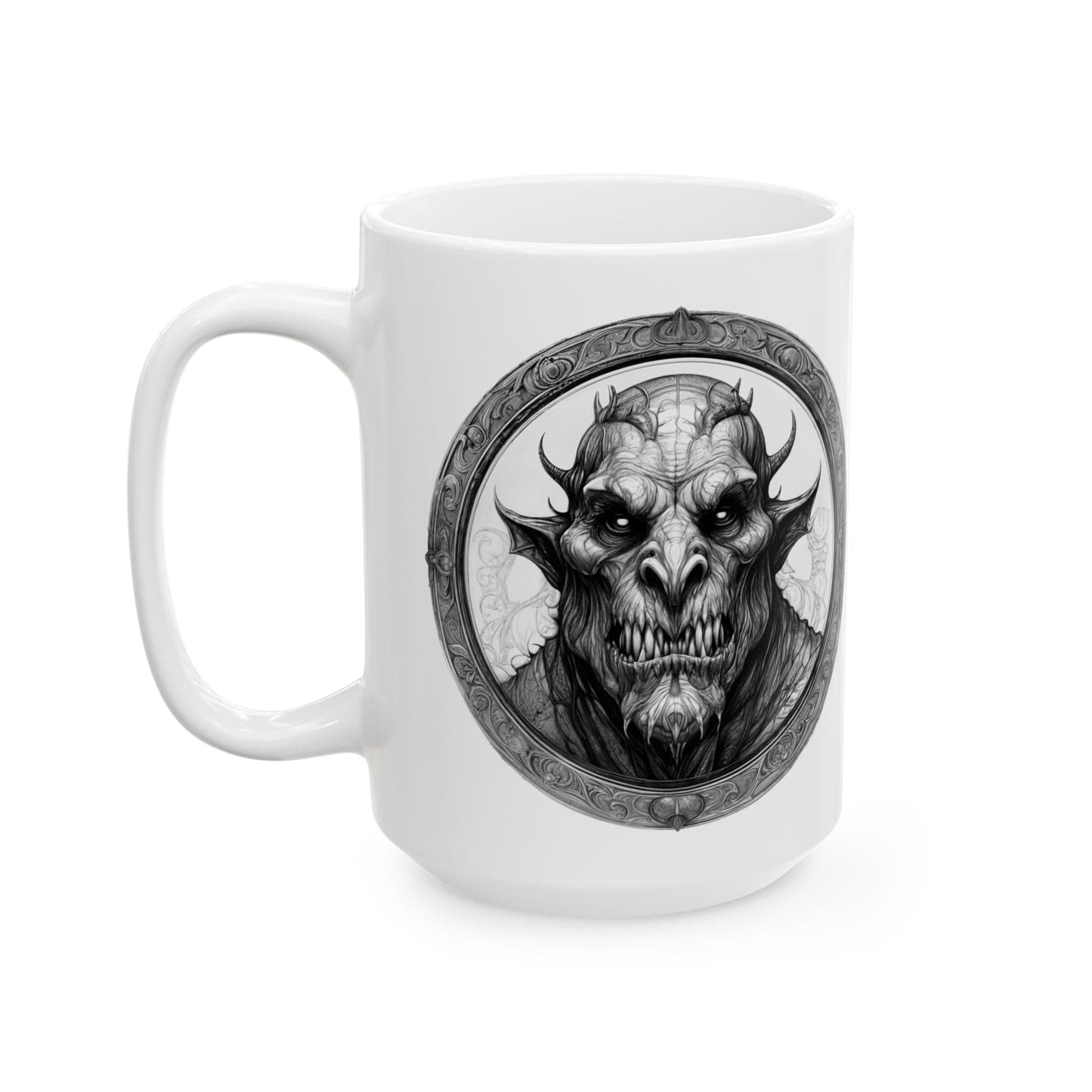 Printify Mug 15oz Mug - Grendel Mythical Inspirational QR Code Quote Video