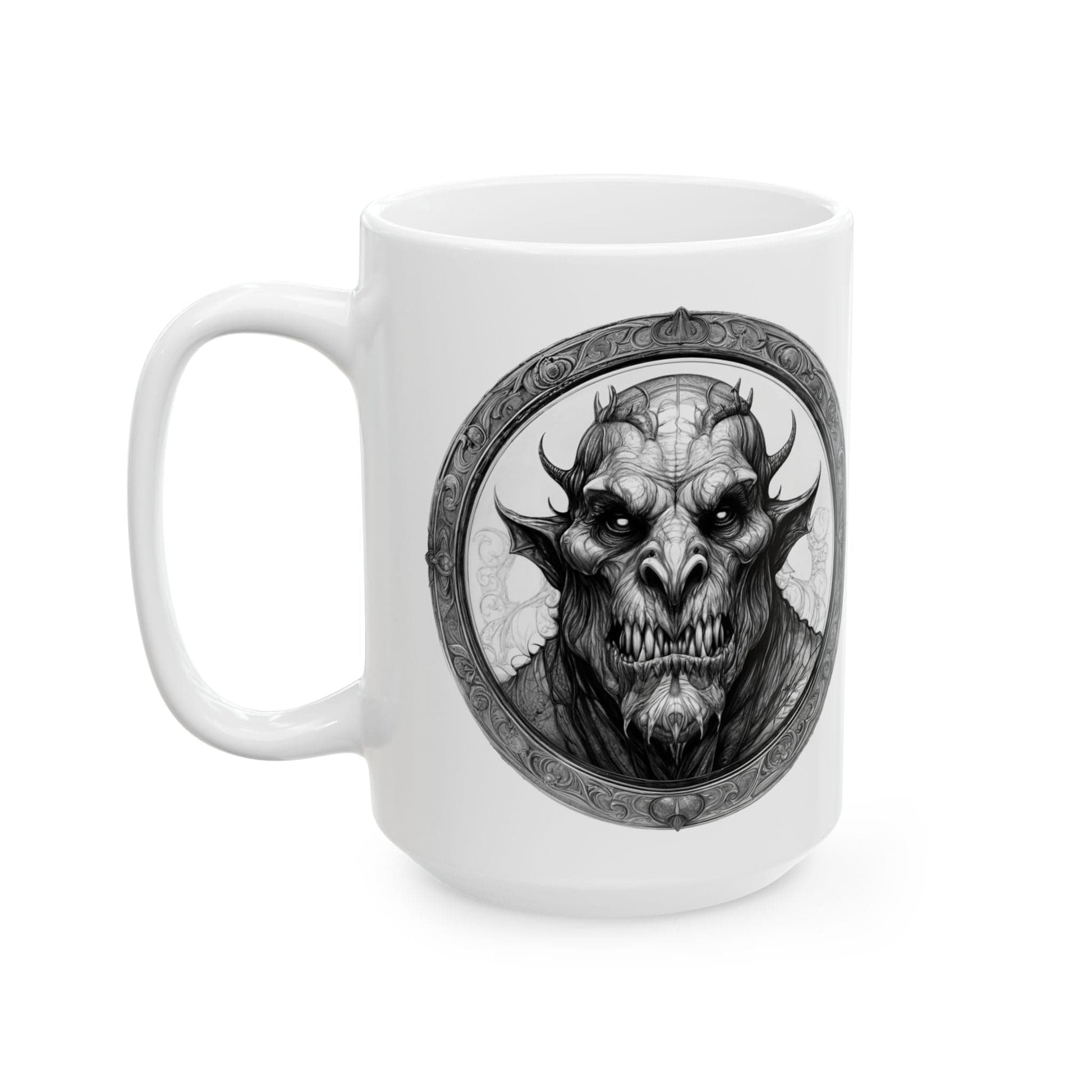 Printify Mug 15oz Mug - Grendel Mythical Inspirational QR Code Quote Video