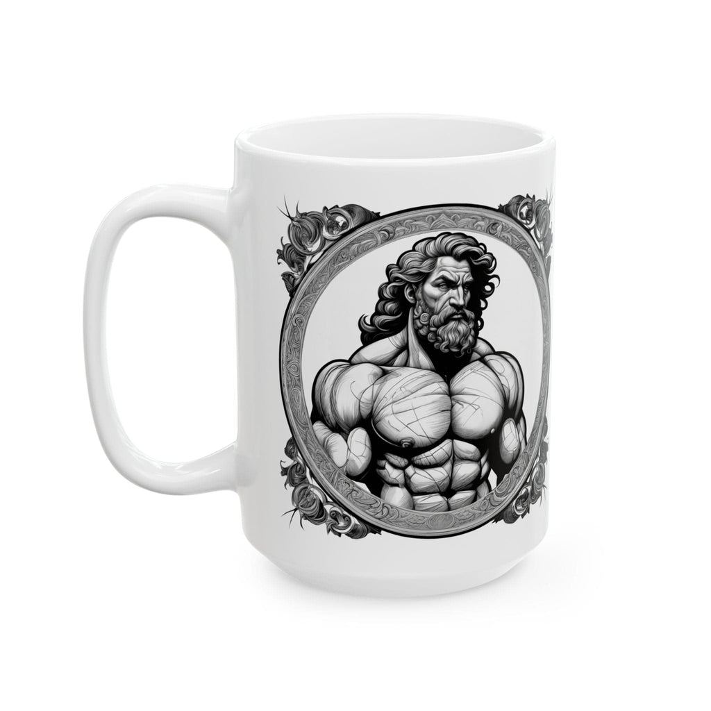 Printify Mug 15oz Mug - Hercules - Heroes & Quests Motivational QR Code Quote Video