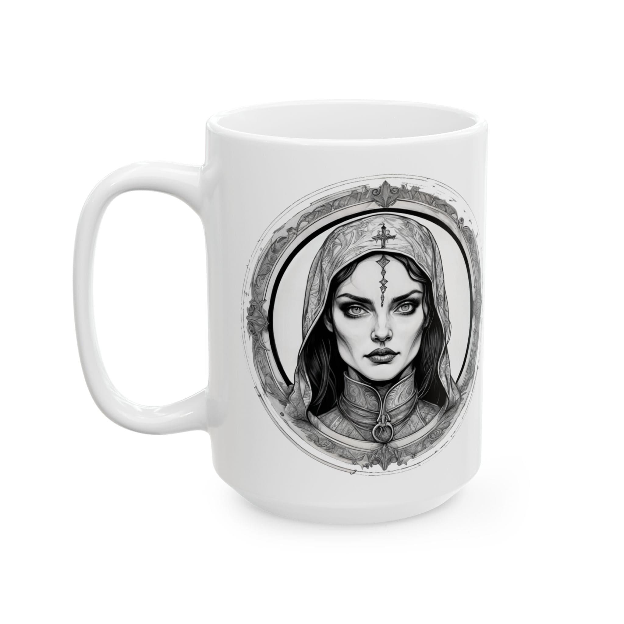 Printify Mug 15oz Mug - Morgana - Heroes & Quests Motivational QR Code Quote Video
