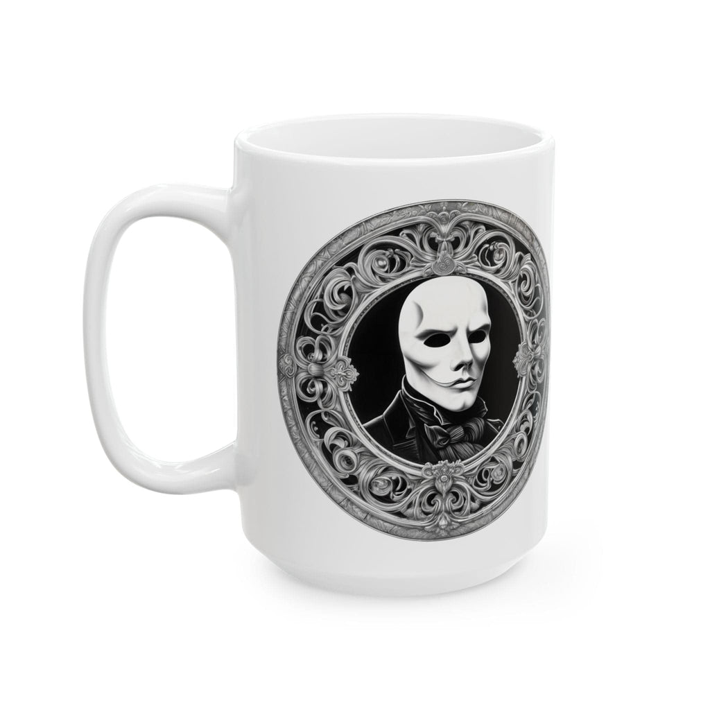 Printify Mug 15oz Mug - Phantom of the Opera - Mysteries & Monsters Inspirational QR Code Quote Video