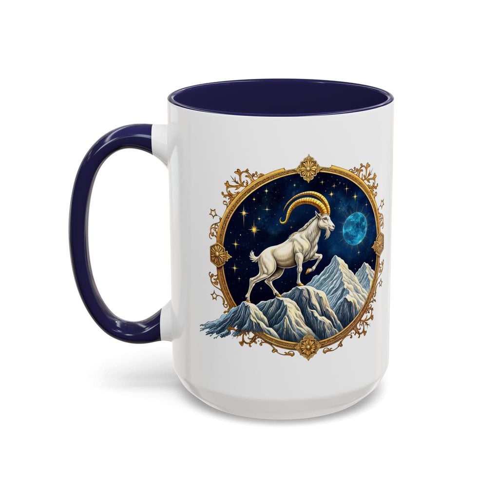 Printify Mug 15oz / Navy Capricorn Zodiac Coffee Mug with Inspirational Quote and Smart QR Code Perfect Astrology Gift Unique Capricorn Horoscope Mug for Enthusiasts