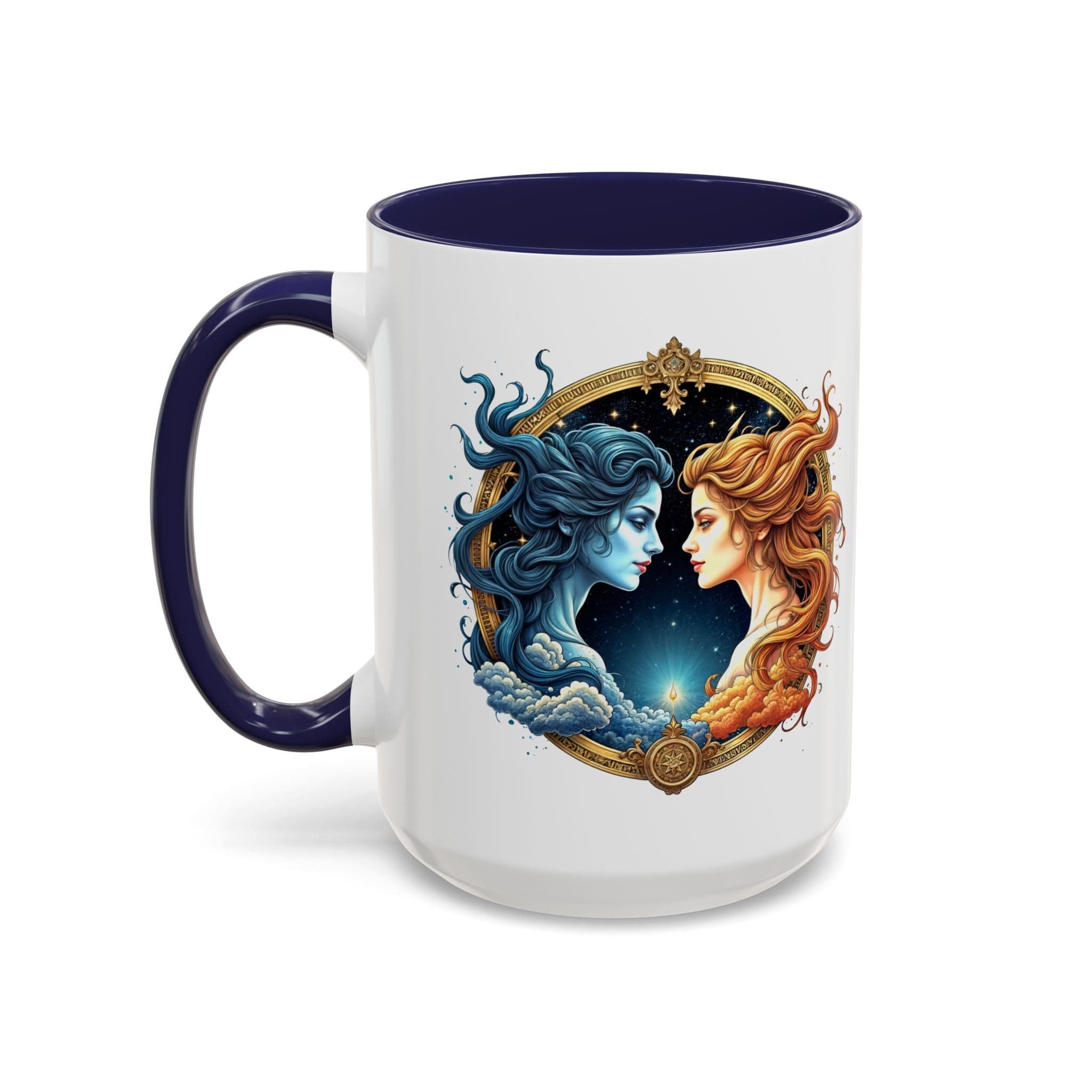 Printify Mug 15oz / Navy Gemini Zodiac Coffee Mug with Inspirational Quote and Smart QR Code Fun Astrology Gift Unique Horoscope Mug for Gemini Lovers