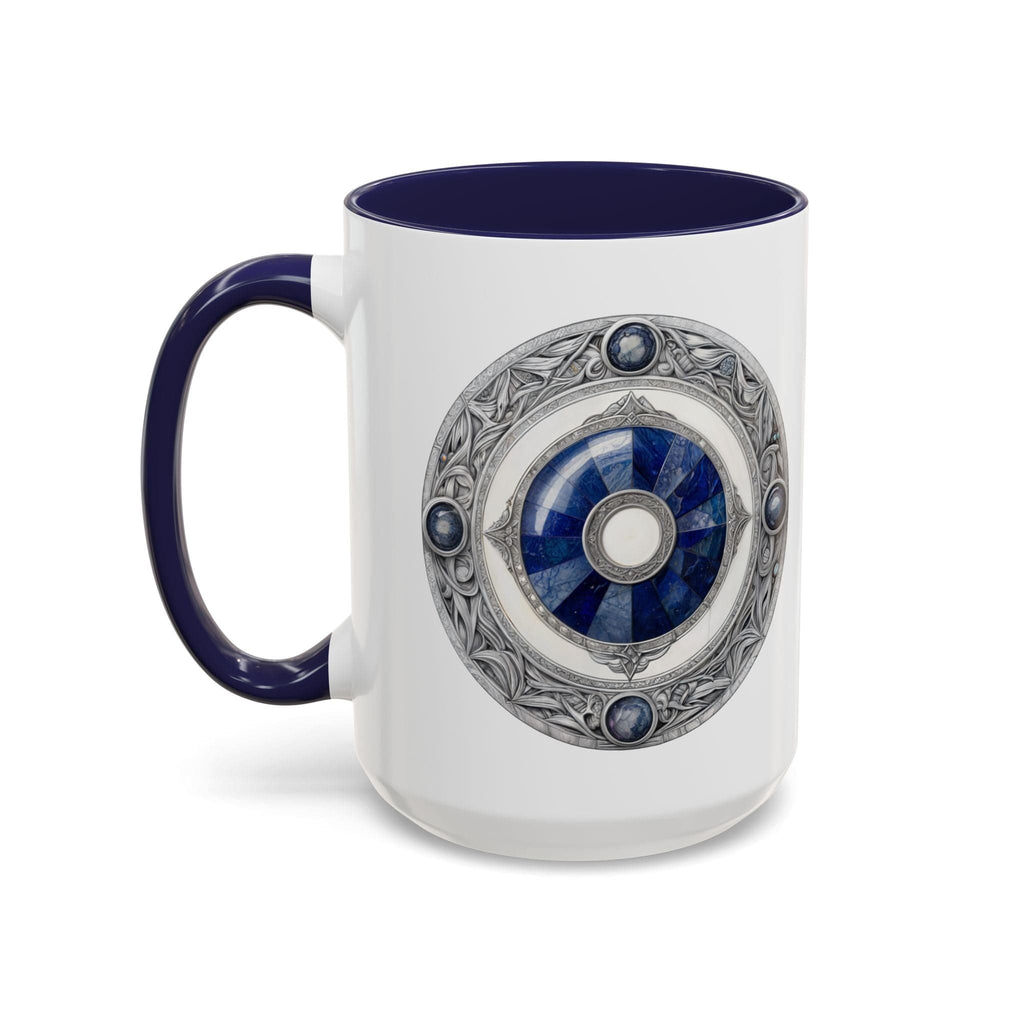Printify Mug 15oz / Navy Lapis Lazuli Gemstone Mug with Inspirational Quote and QR Code Perfect for Dreamers Spiritual Seekers and Crystal Lovers