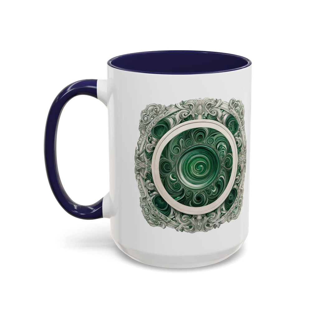 Printify Mug 15oz / Navy Malachite Crystal Coffee Mug with Inspirational Quote and QR Code Beautiful Gemstone Gift for Green Thumbs and Spiritual Lovers