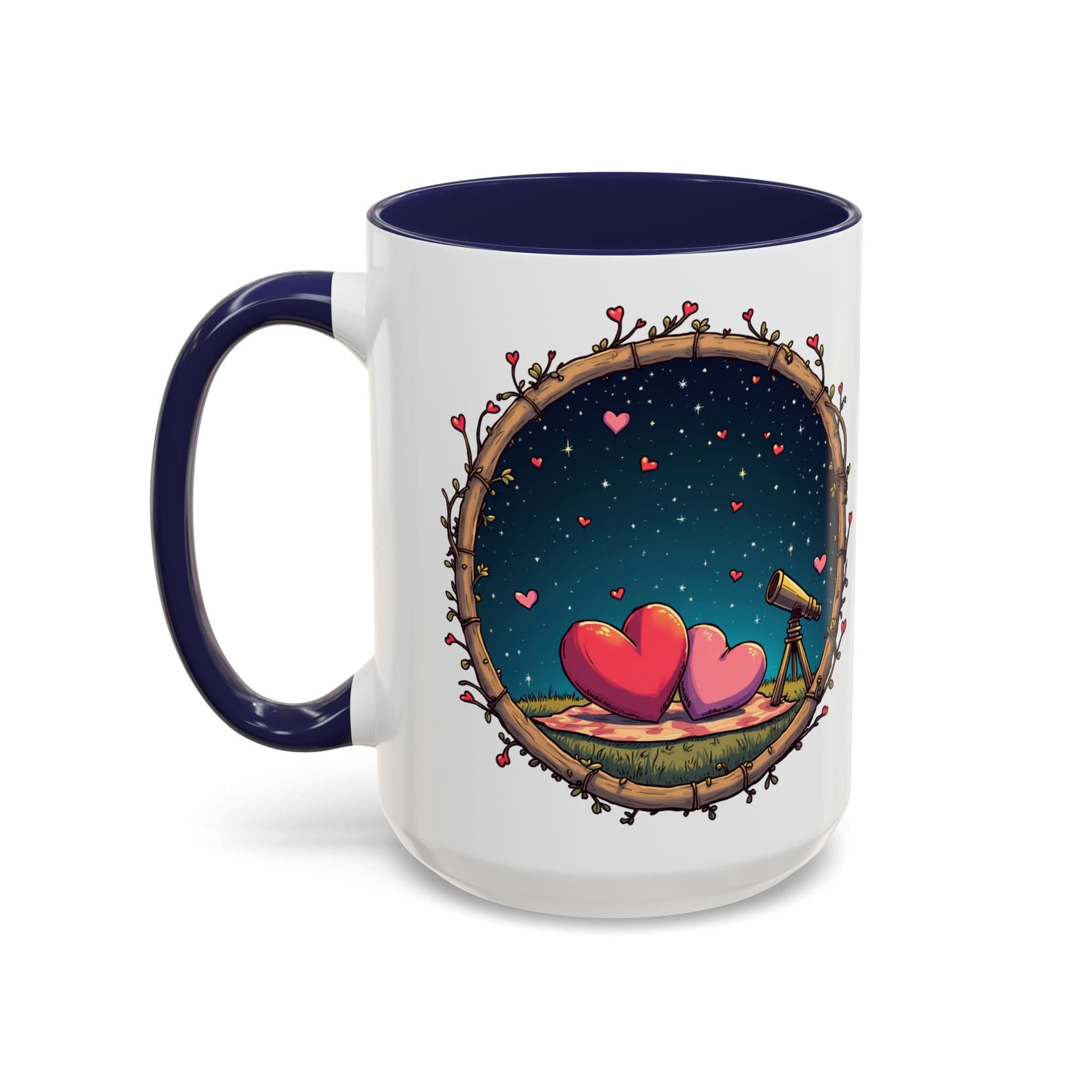 Printify Mug 15oz / Navy Mug - Astrological Love - Love & Fun Mug with QR Code Quote Video