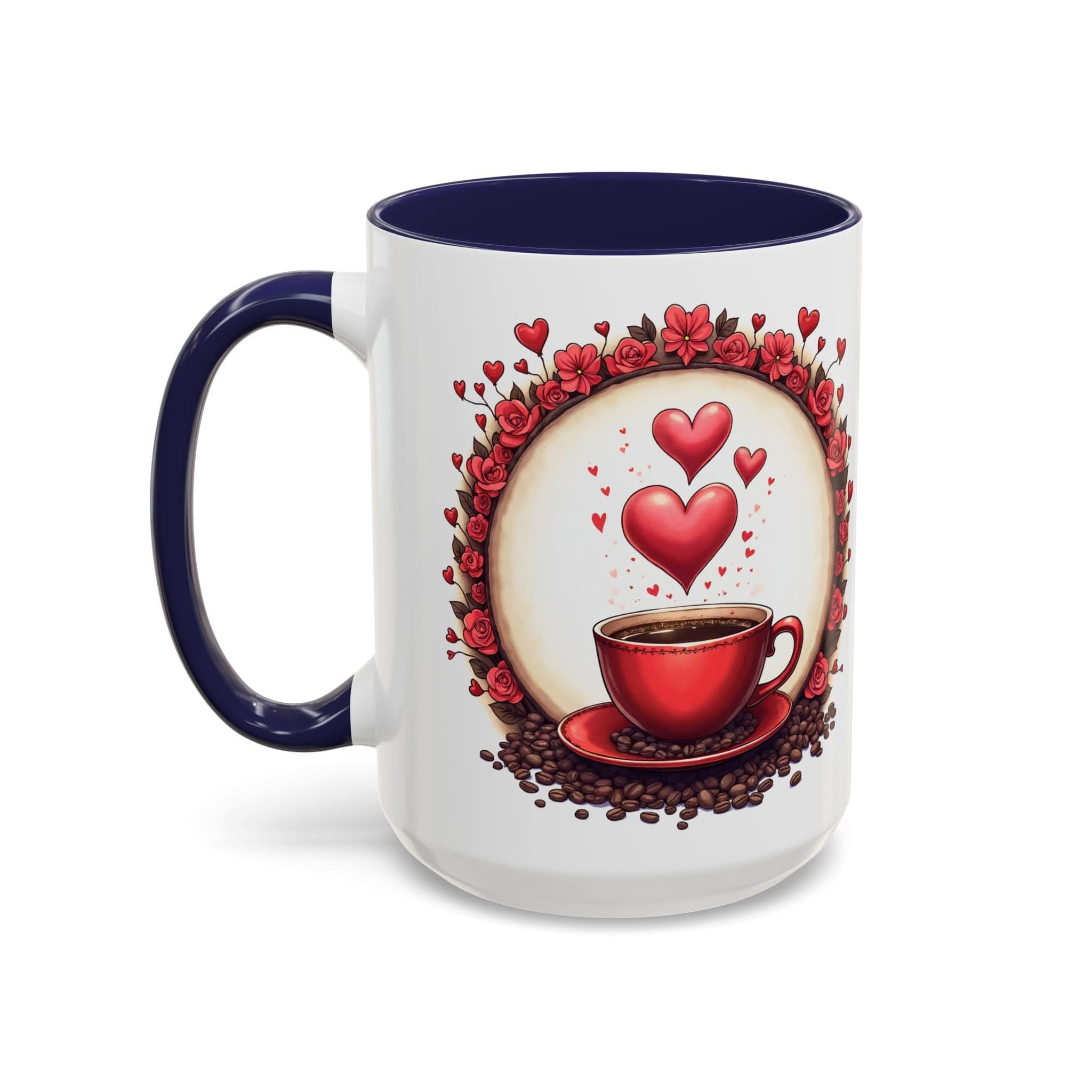 Printify Mug 15oz / Navy Mug - Brew-tiful Love - Love & Fun Mug with QR Code Quote Video
