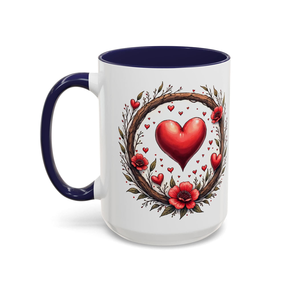 Printify Mug 15oz / Navy Mug - Heartbeat Harmony - Love & Romance QR Code Quote Video