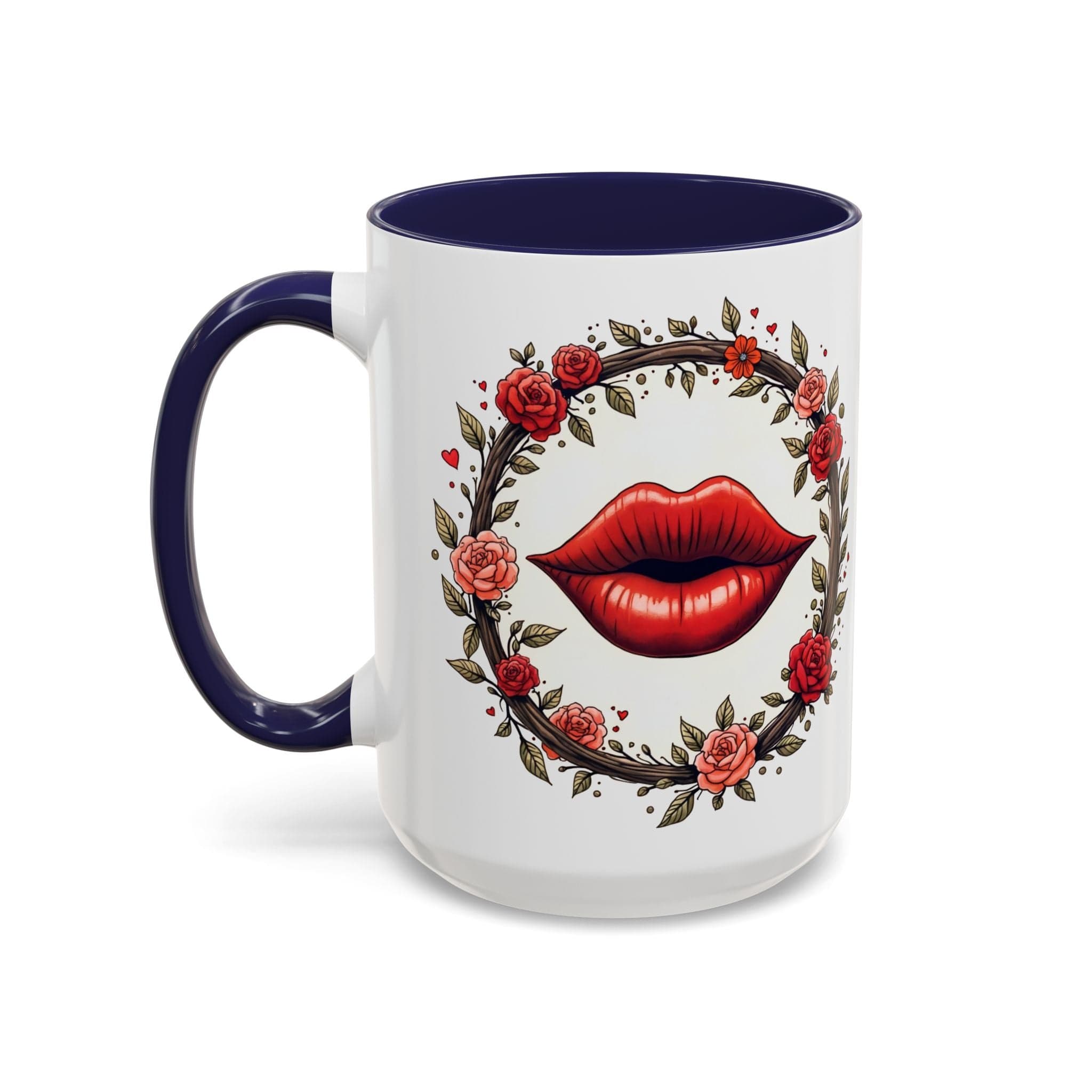 Printify Mug 15oz / Navy Mug - Kiss Me - Love & Romance QR Code Quote Video