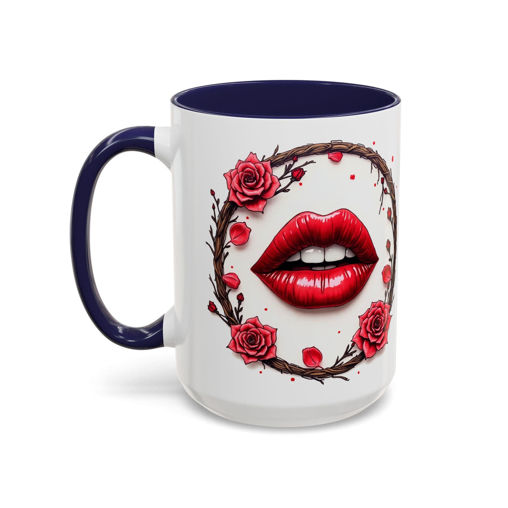 Printify Mug 15oz / Navy Mug - Sugar on My Lips - Love & Romance QR Code Quote Video
