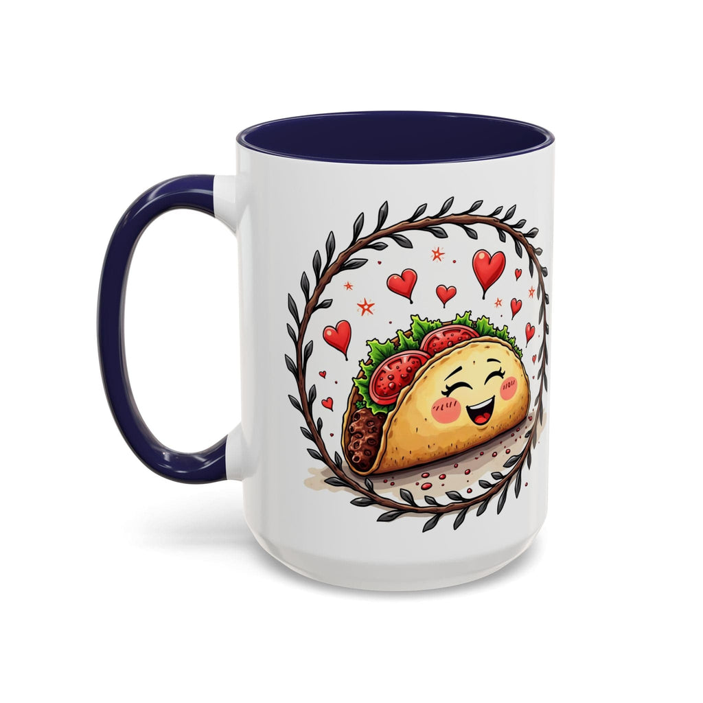 Printify Mug 15oz / Navy Mug - Taco 'Bout Love - Love & Fun Mug with QR Code Quote Video