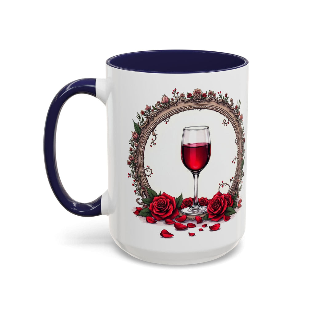 Printify Mug 15oz / Navy Mug - Wine & Dine - Love & Romance QR Code Quote Video