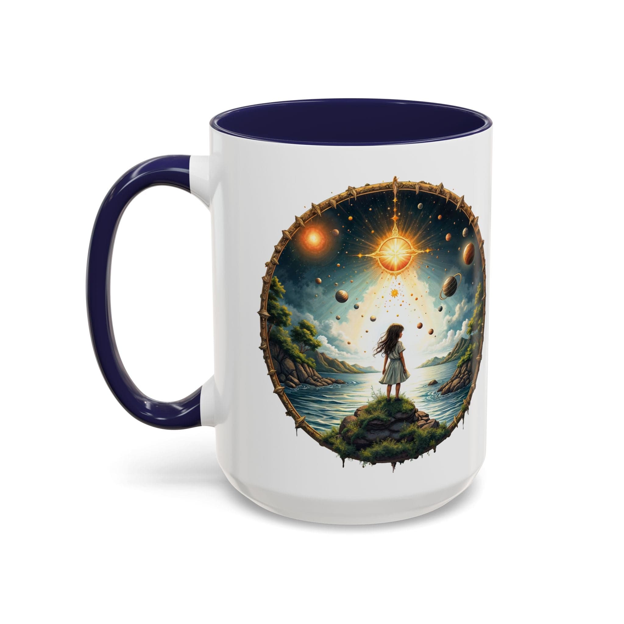 Printify Mug 15oz / Navy UFO Coffee Mug with Exploring the Final Frontier Quote - Space Enthusiasts Who Enjoy Unique Gifts Hilarious Space Puns QR Code Quote Video
