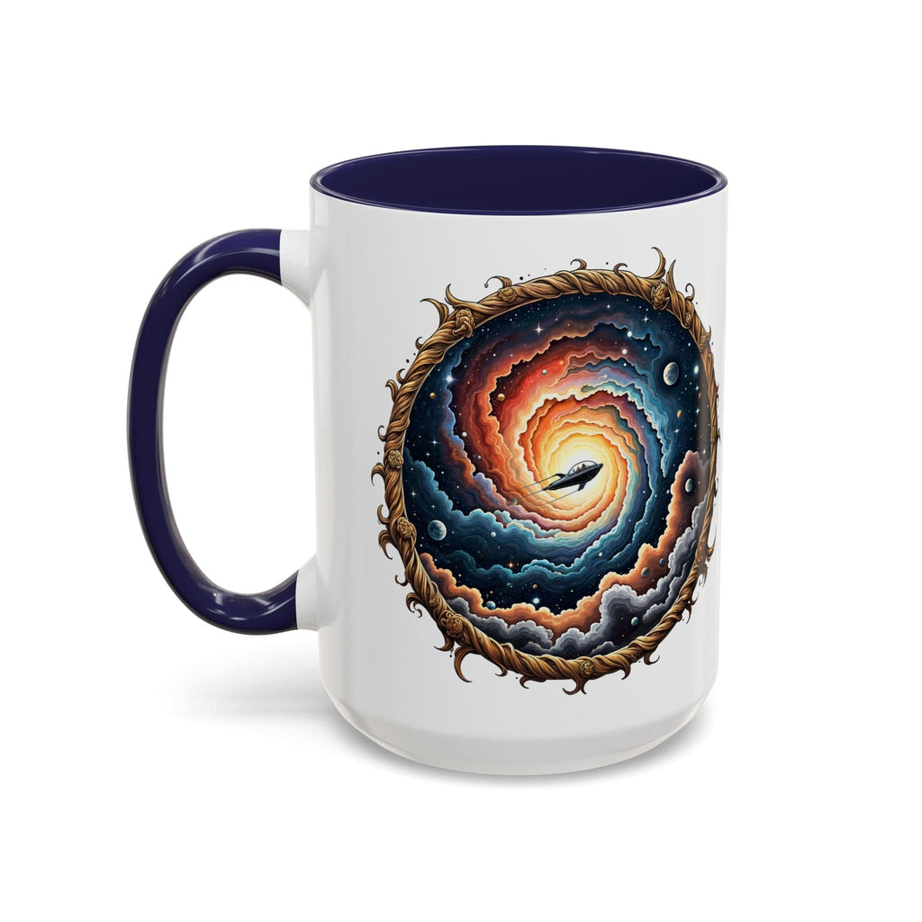 Printify Mug 15oz / Navy UFO Coffee Mug with Humorous Alien Quote - for Skeptical Science Lover Who Enjoy Unique Quirky Gift Hilarious Space Joke QR Code Quote Video