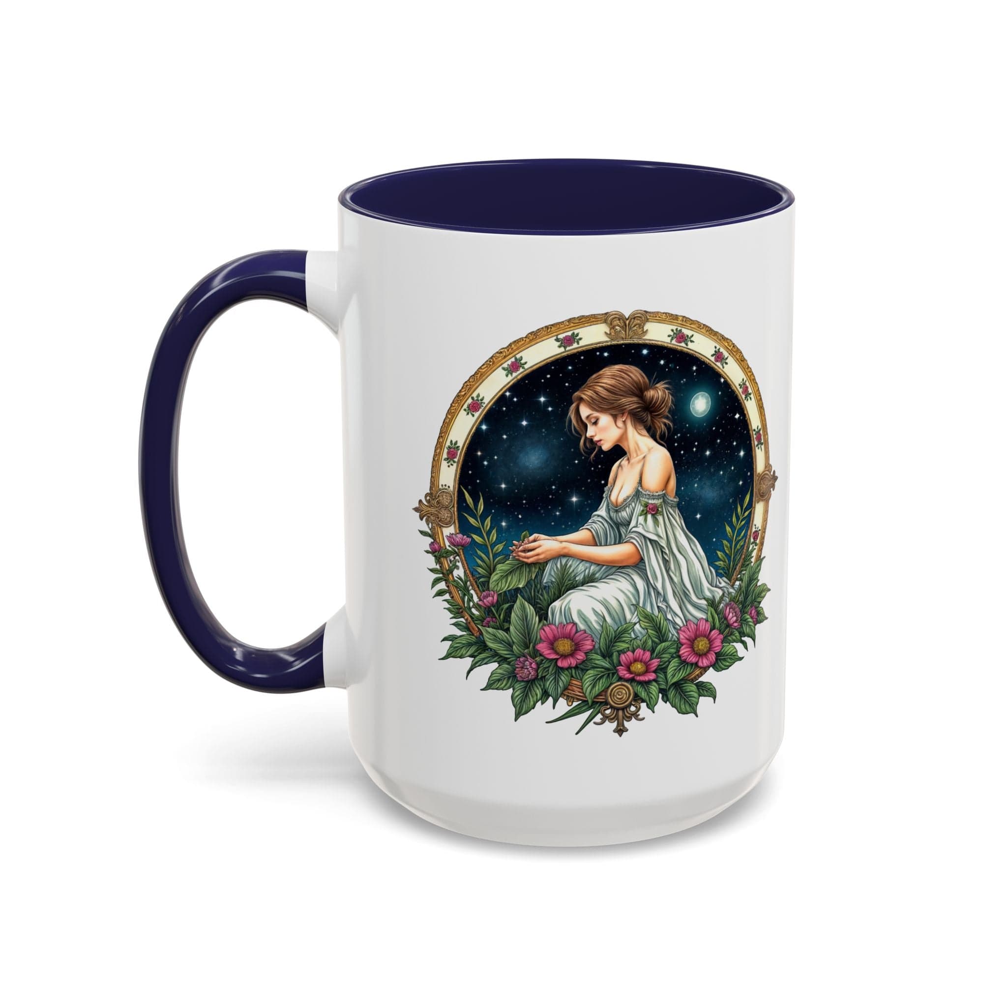 Printify Mug 15oz / Navy Virgo Zodiac Coffee Mug with Inspirational Quote and Smart QR Code Elegant Astrology Gift Unique Horoscope Mug for Virgo Lovers