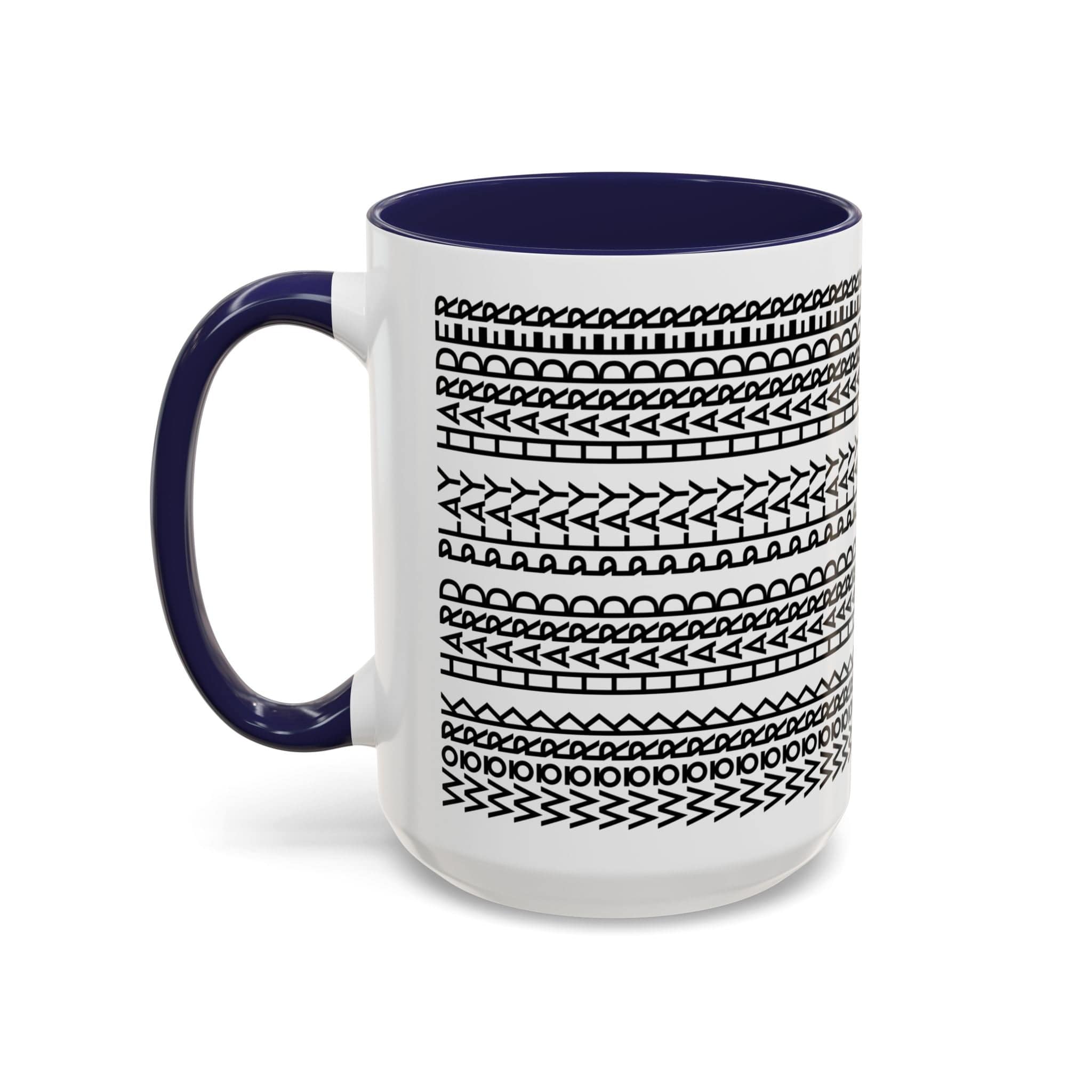 Printify Mug 15oz / Navy Work Hard Play Harder - Hidden Message Mug