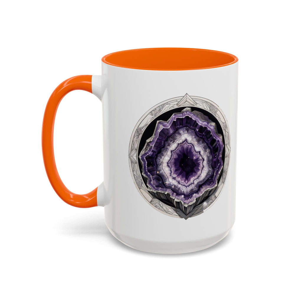 Printify Mug 15oz / Orange Amethyst Gemstone Coffee Mug with Inspirational Quote and QR Code Perfect Gift for Mindfulness Lovers and Crystal Spiritual Seekers