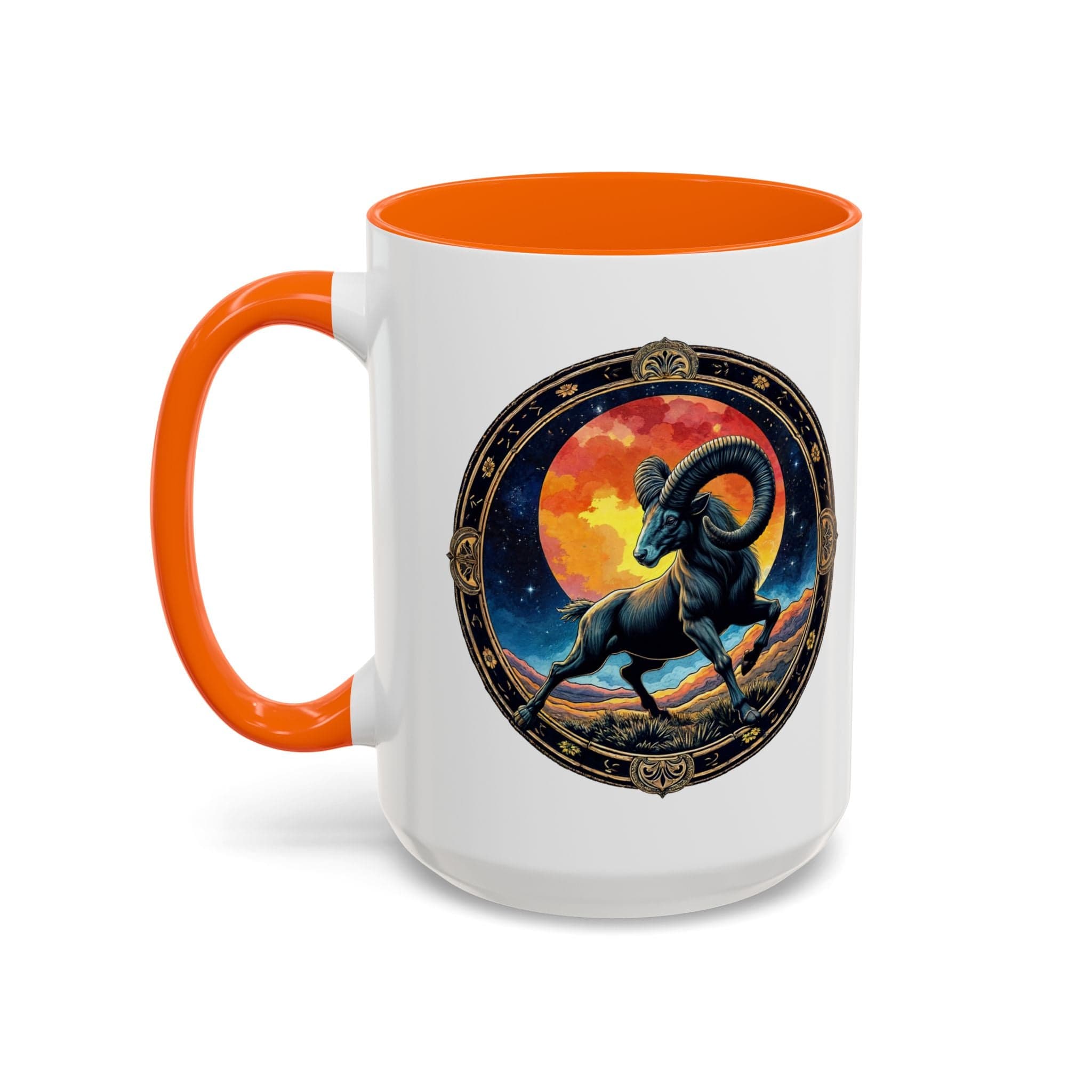 Printify Mug 15oz / Orange Aries Zodiac Coffee Mug with Inspirational Quote and Smart QR Code Unique Astrology Gift Personalized Horoscope Mug for Aries Lovers