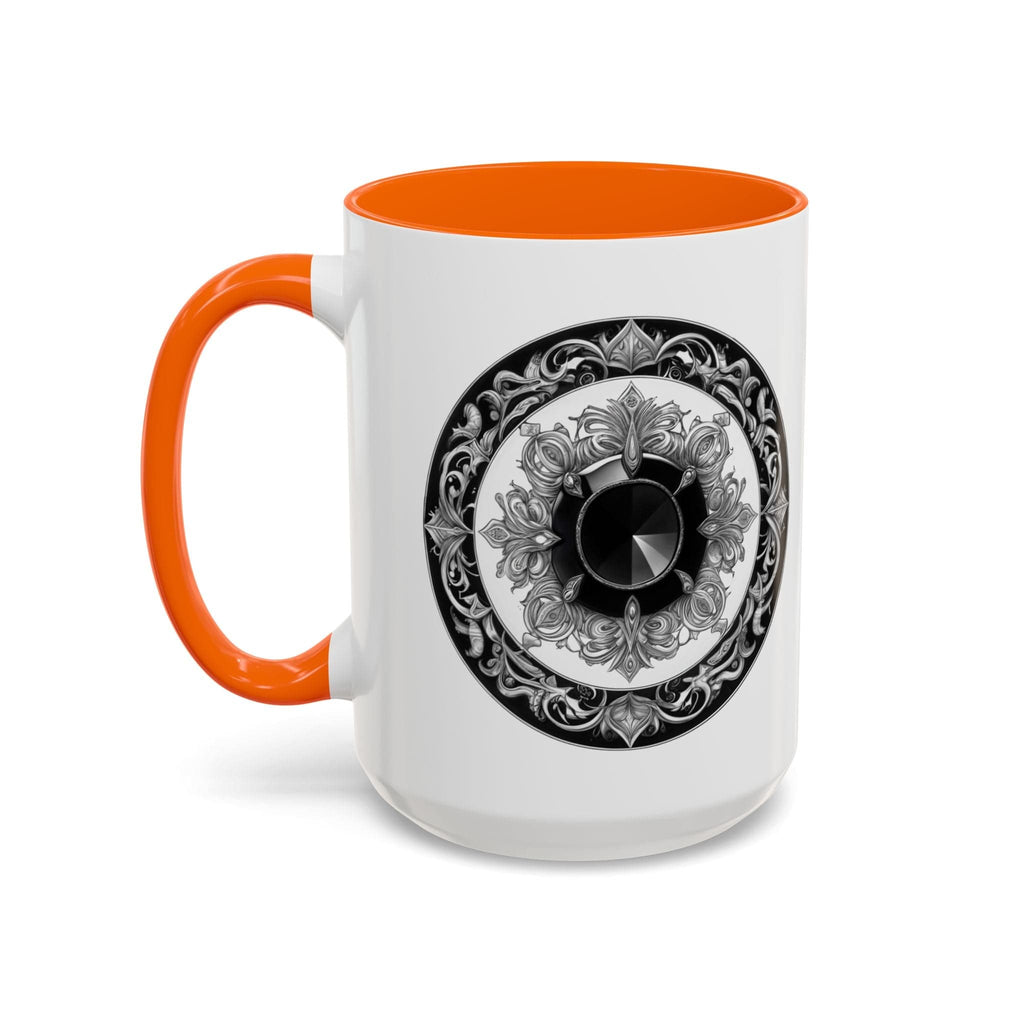 Printify Mug 15oz / Orange Black Tourmaline Gemstone Coffee Mug with Grounding Quote and QR Code Perfect Crystal Shield for Home and Office Unique Drinkware