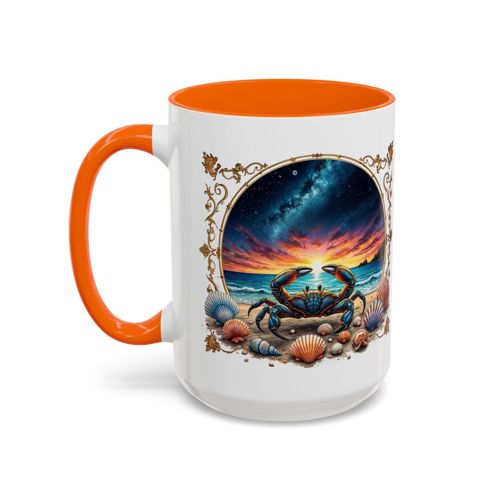 Printify Mug 15oz / Orange Cancer Zodiac Coffee Mug with Inspirational Quote and Smart QR Code Nurturing Astrology Gift Personalized Horoscope Mug for Cancer Fans