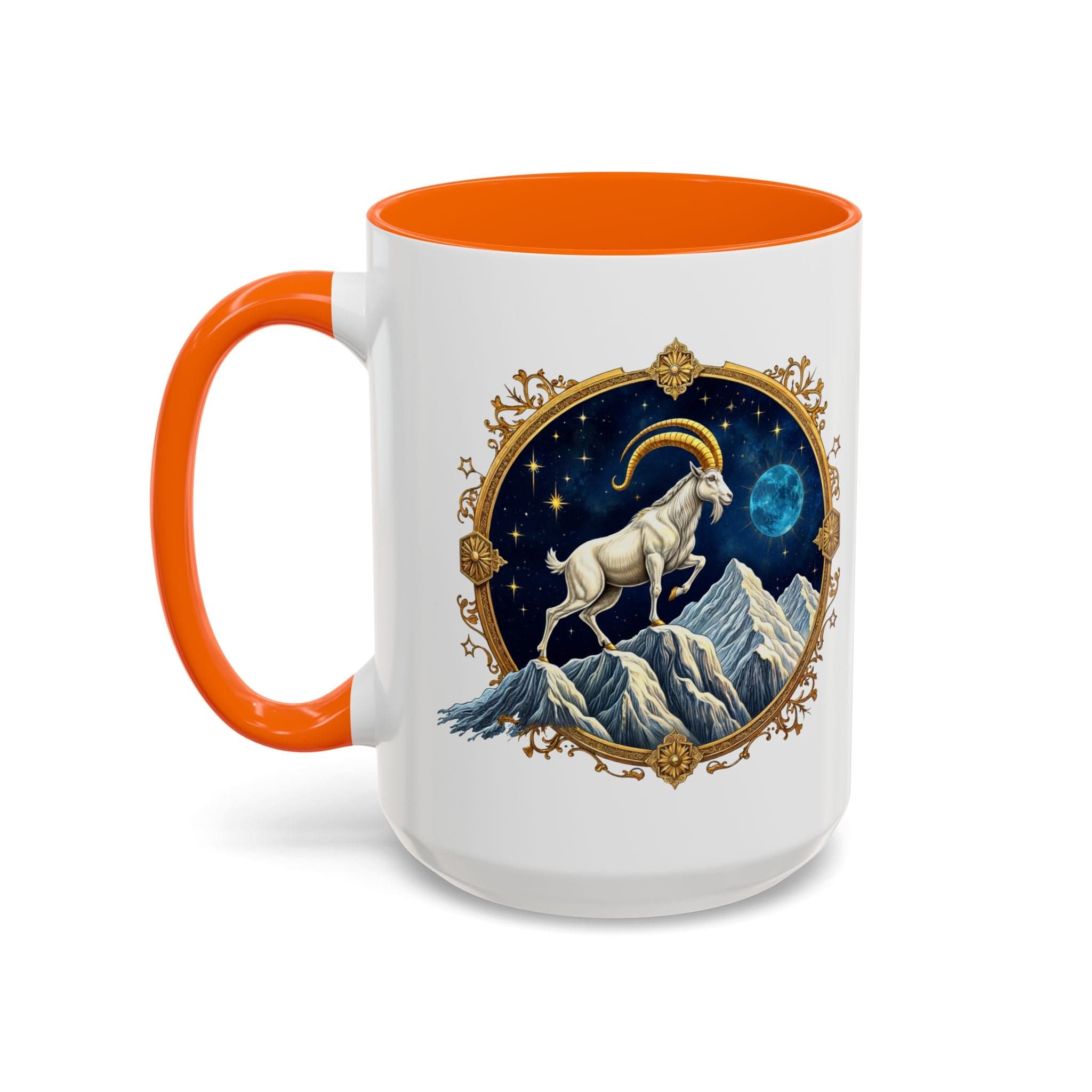 Printify Mug 15oz / Orange Capricorn Zodiac Coffee Mug with Inspirational Quote and Smart QR Code Perfect Astrology Gift Unique Capricorn Horoscope Mug for Enthusiasts
