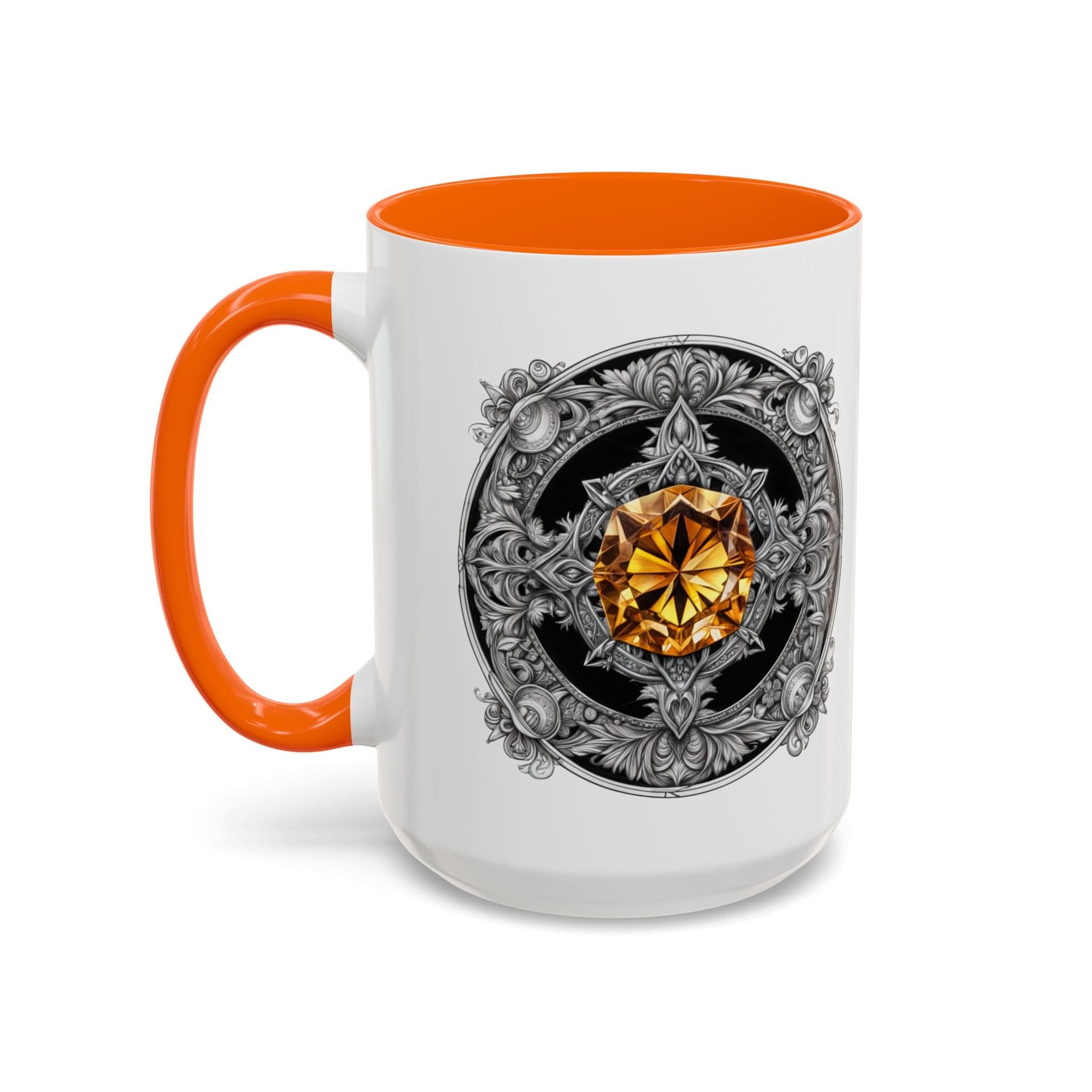 Printify Mug 15oz / Orange Citrine Crystal Coffee Mug with Positive Quote and QR Code for Motivational Video Ideal Gift for Gemstone Optimists and Dreamers