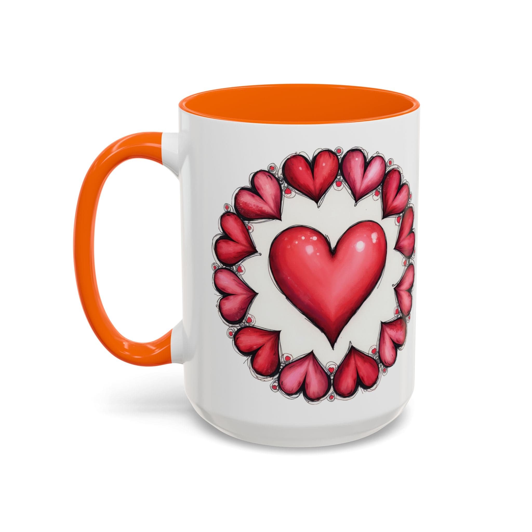 Printify Mug 15oz / Orange Hearts Desire Mug Cherished Friend Lover Gift for Loved Ones Perfect Present for Romantic Relationship Moments QR Quote Video Keepsake