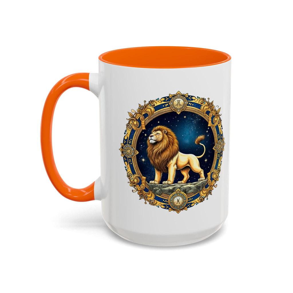 Printify Mug 15oz / Orange Leo Zodiac Coffee Mug with Inspirational Quote and Smart QR Code Bold Astrology Gift Custom Horoscope Lovers Mug for Leo Enthusiasts