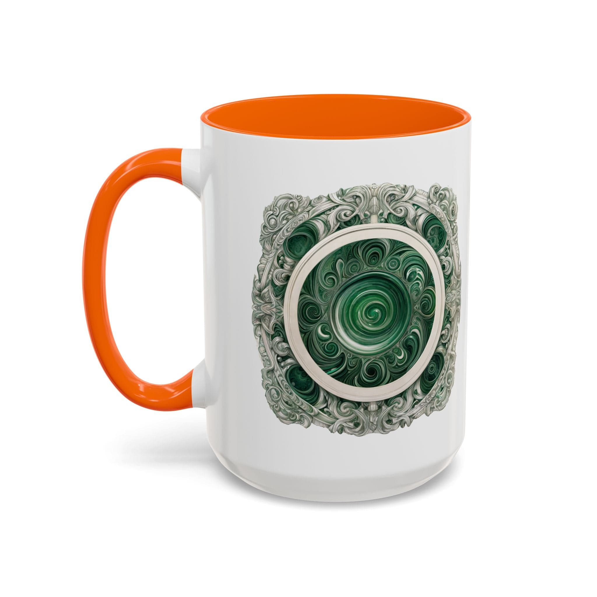 Printify Mug 15oz / Orange Malachite Crystal Coffee Mug with Inspirational Quote and QR Code Beautiful Gemstone Gift for Green Thumbs and Spiritual Lovers