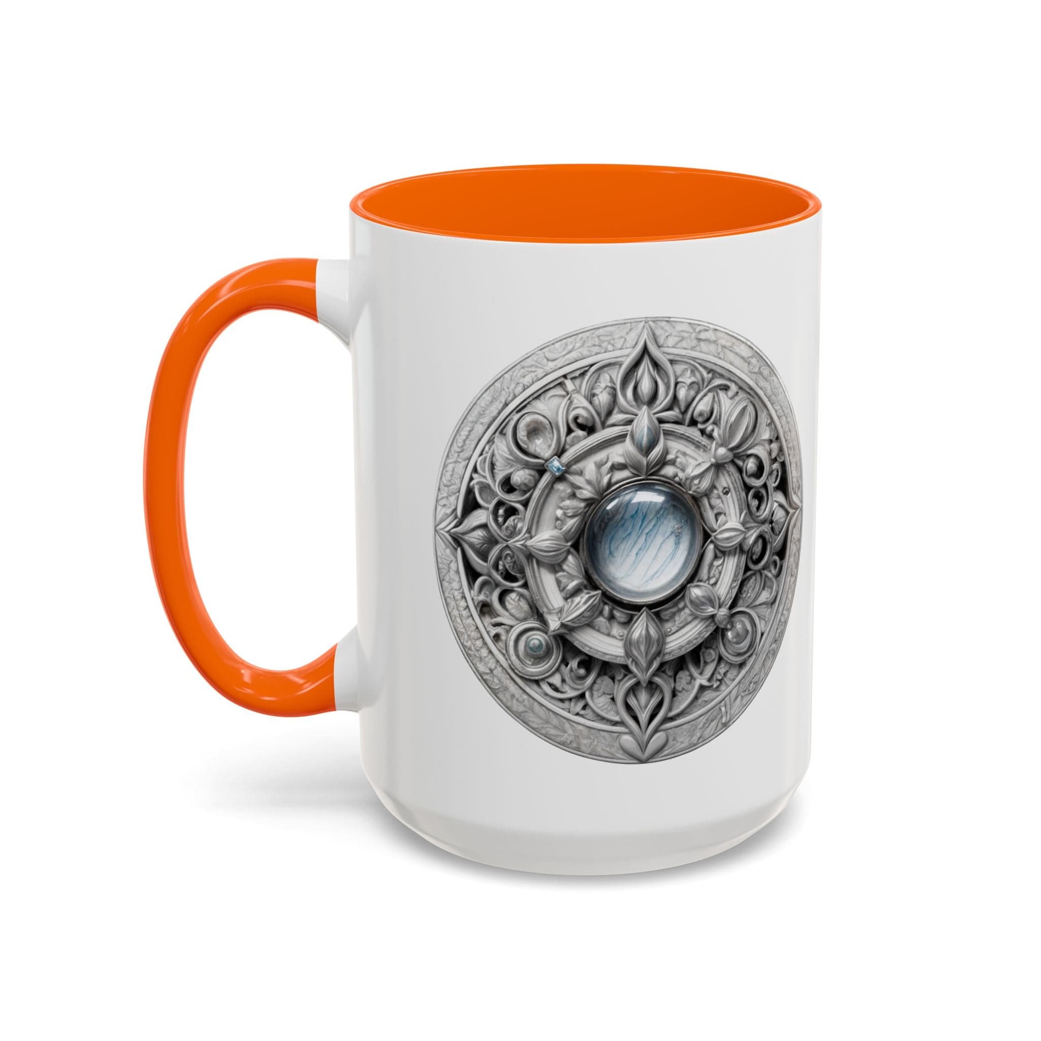 Printify Mug 15oz / Orange Moonstone Gemstone Coffee Mug with Empowering Quote and QR Code Perfect for Mystics and Creative Spirits Beautiful Crystal Lovers