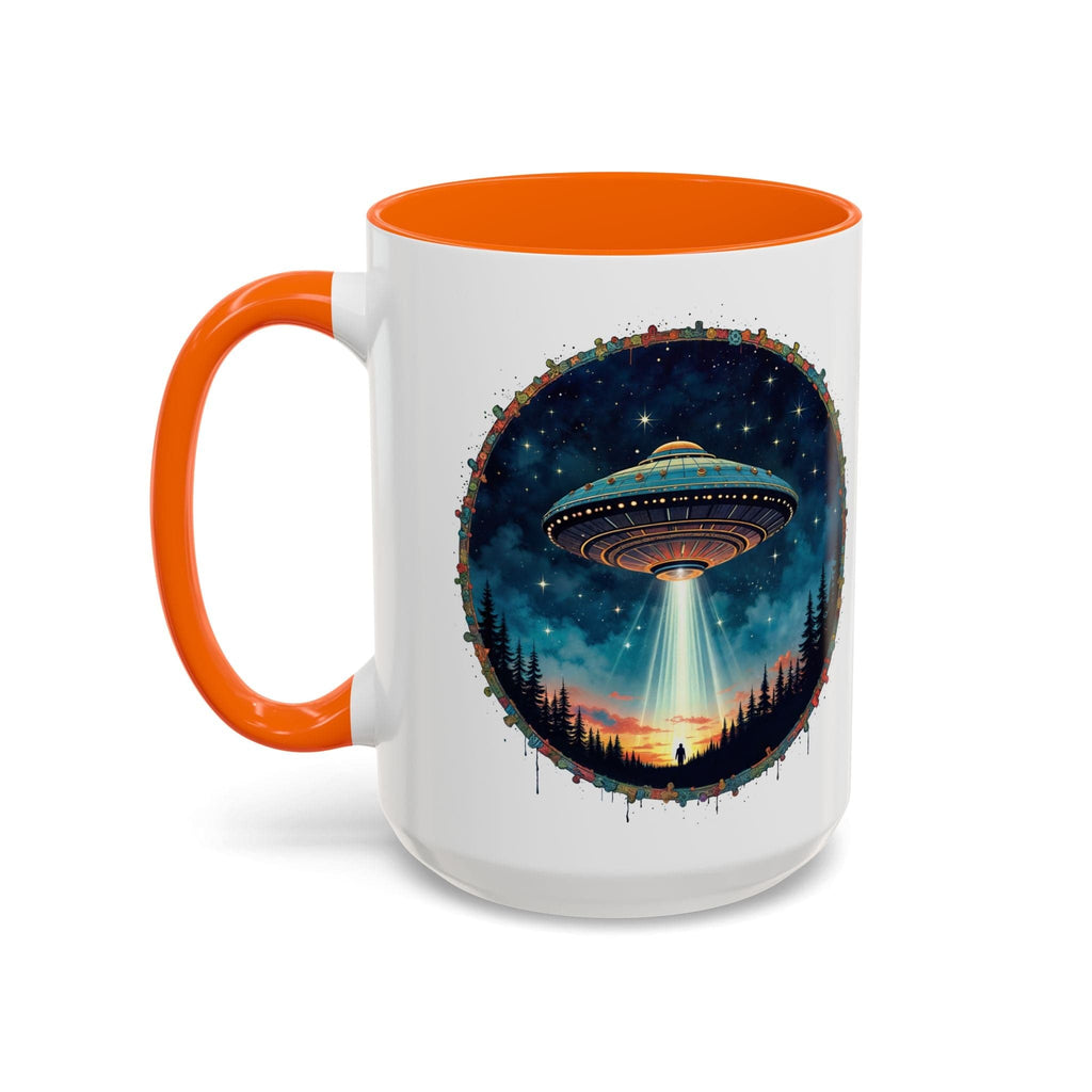 Printify Mug 15oz / Orange Mug - Aliens Are Here - UFO & Cosmic QR Code Quote Video