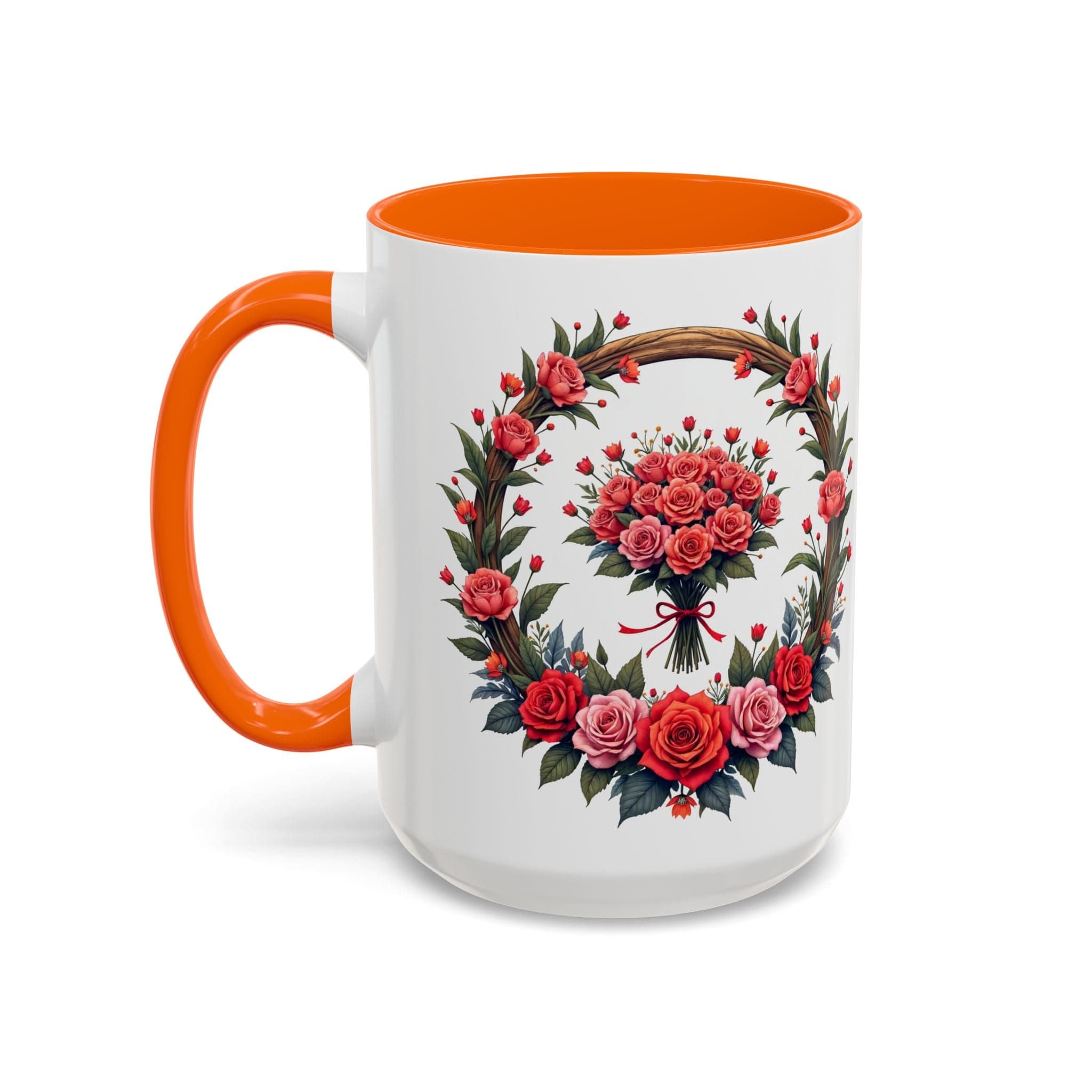 Printify Mug 15oz / Orange Mug - Blooming Love - Love & Romance QR Code Quote Video