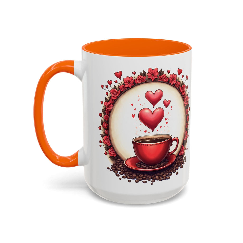 Printify Mug 15oz / Orange Mug - Brew-tiful Love - Love & Fun Mug with QR Code Quote Video