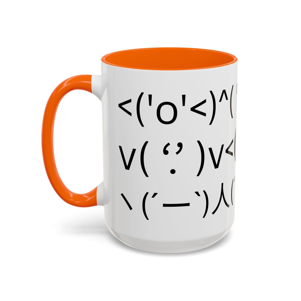 Printify Mug 15oz / Orange Mug - ^( '-' )^ Emoticon - Hidden Message
