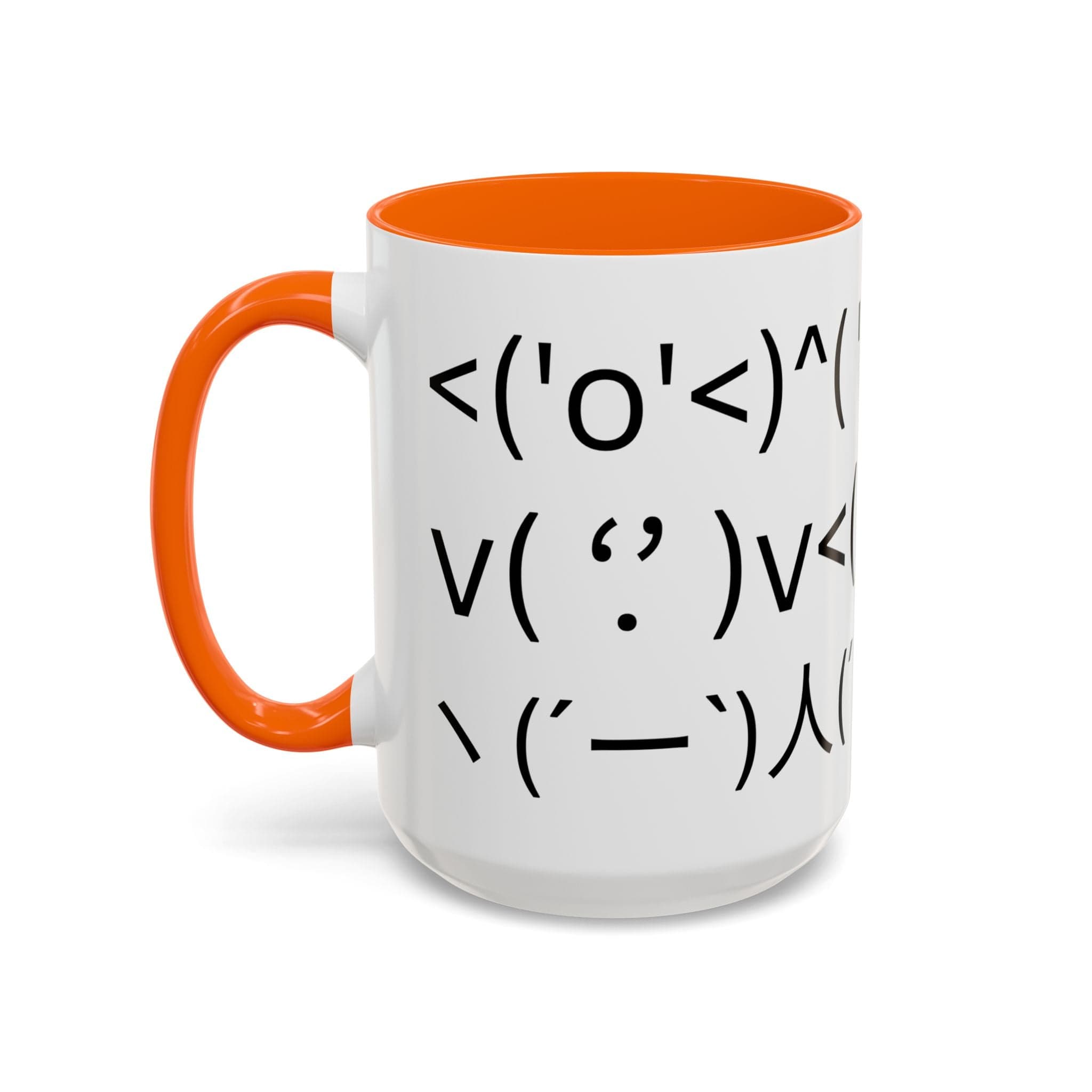 Printify Mug 15oz / Orange Mug - ^( '-' )^ Emoticon - Hidden Message