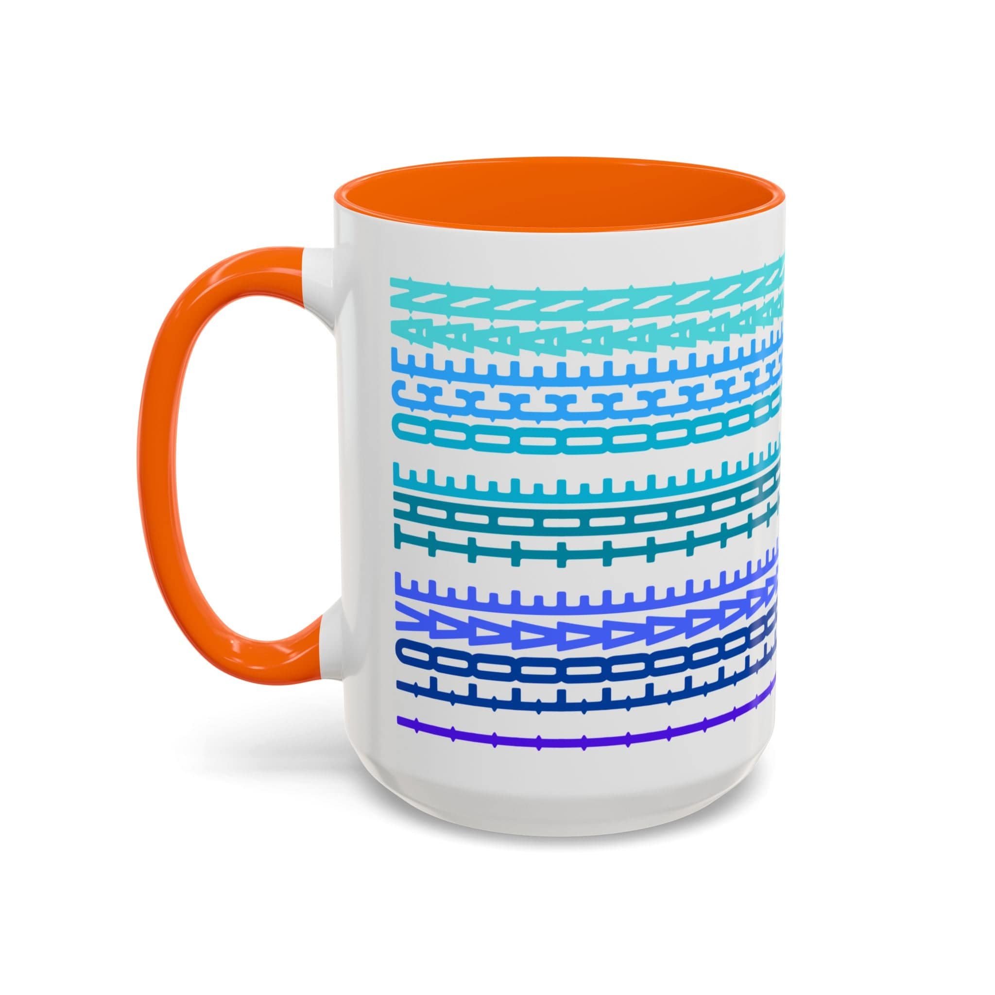 Printify Mug 15oz / Orange Mug - I Love The Ocean - Hidden Message