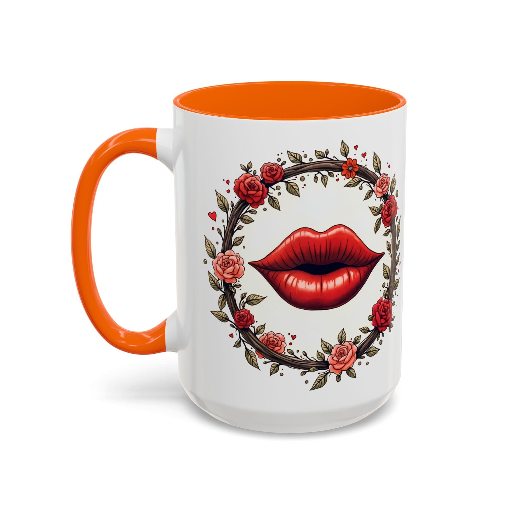 Printify Mug 15oz / Orange Mug - Kiss Me - Love & Romance QR Code Quote Video