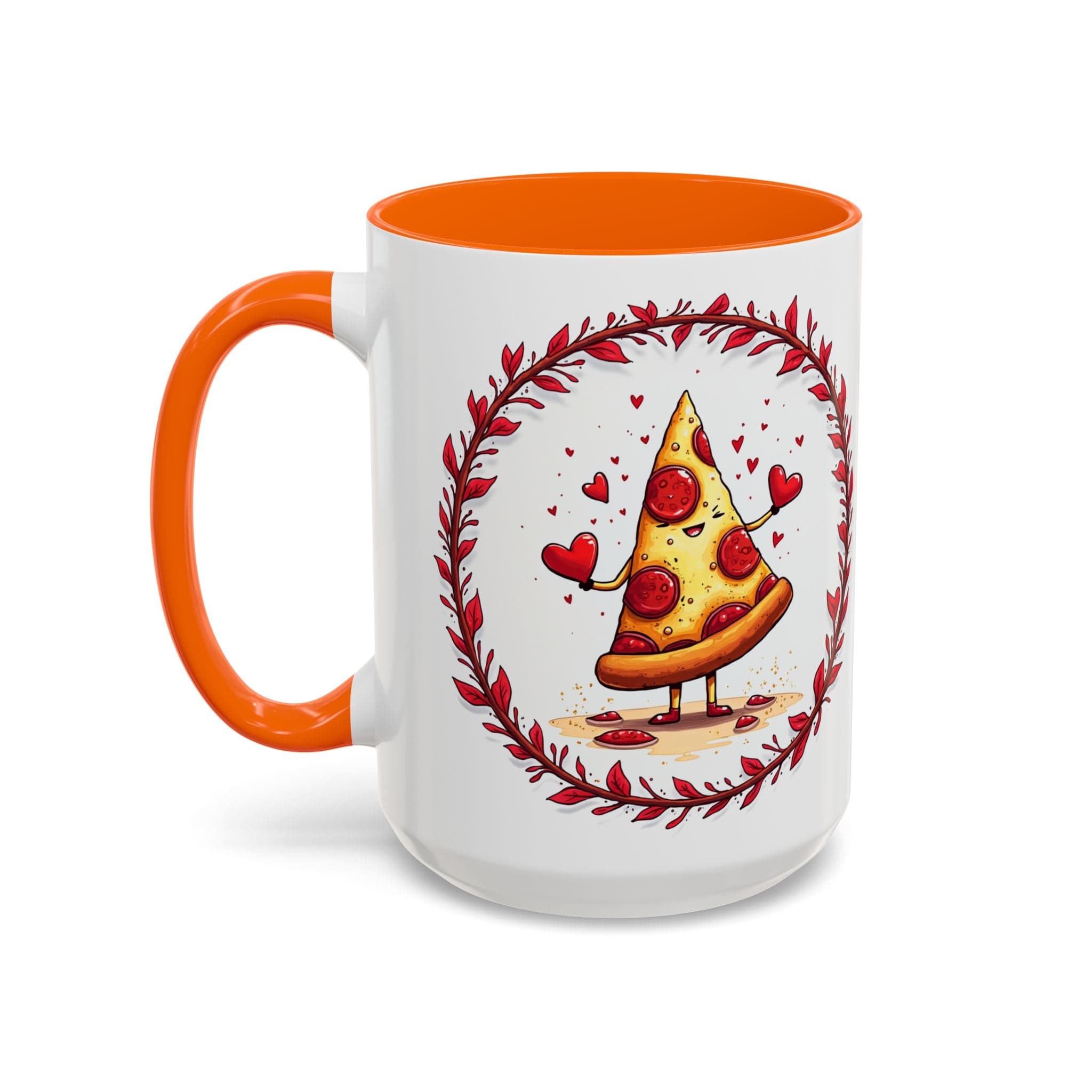 Printify Mug 15oz / Orange Mug - Love at First Bite - Love & Fun Mug with QR Code Quote Video