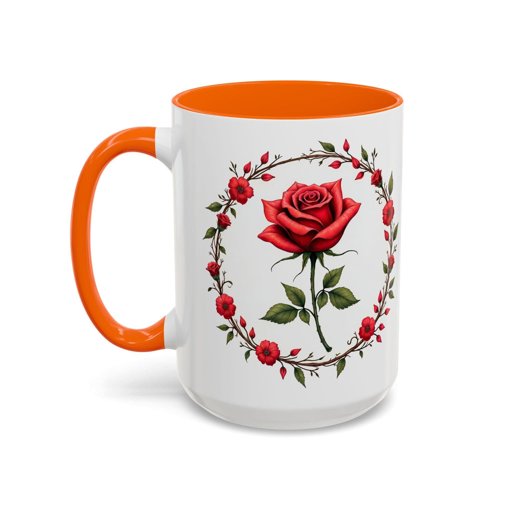 Printify Mug 15oz / Orange Mug - Petal Passion - Love & Romance QR Code Quote Video