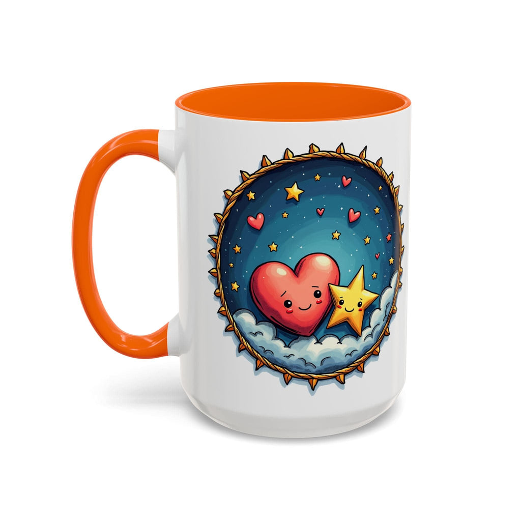 Printify Mug 15oz / Orange Mug - Sparks of Love - Love & Fun Mug with QR Code Quote Video