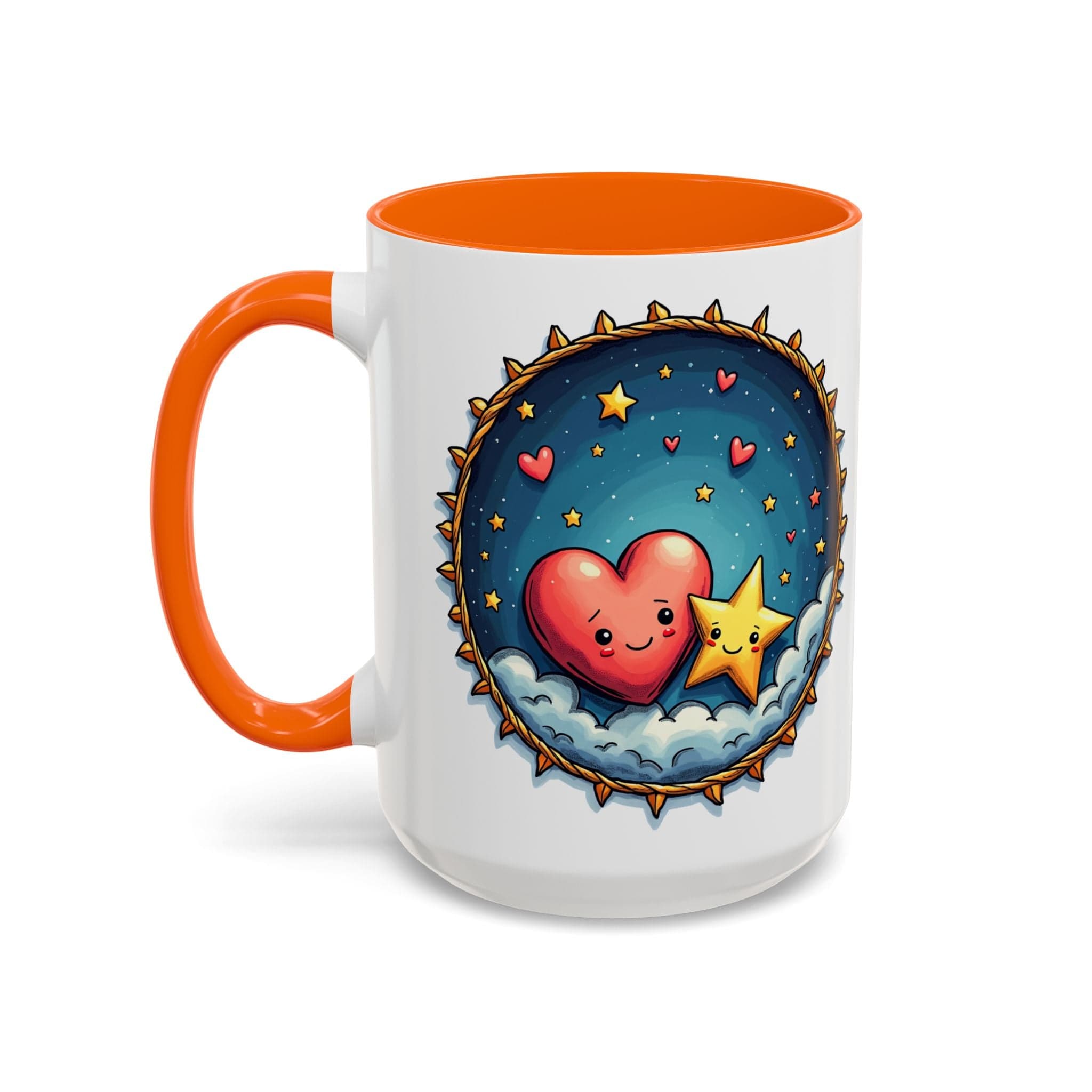 Printify Mug 15oz / Orange Mug - Sparks of Love - Love & Fun Mug with QR Code Quote Video