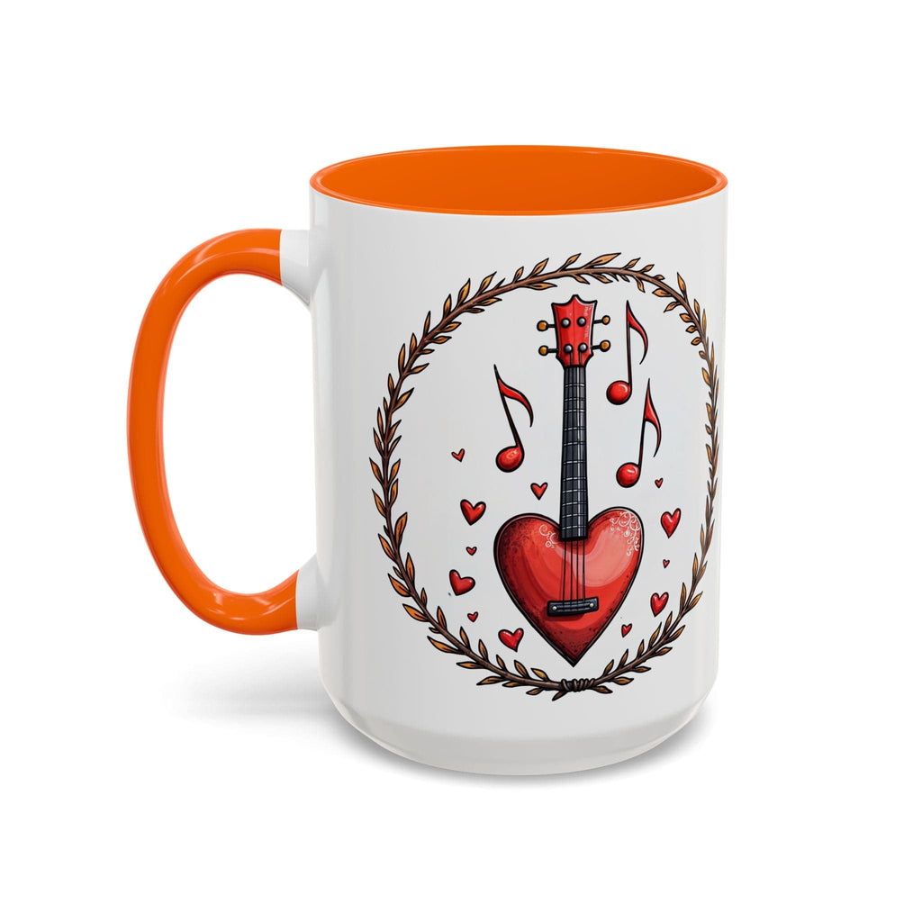 Printify Mug 15oz / Orange Mug - Sweet Symphony - Love & Fun Mug with QR Code Quote Video