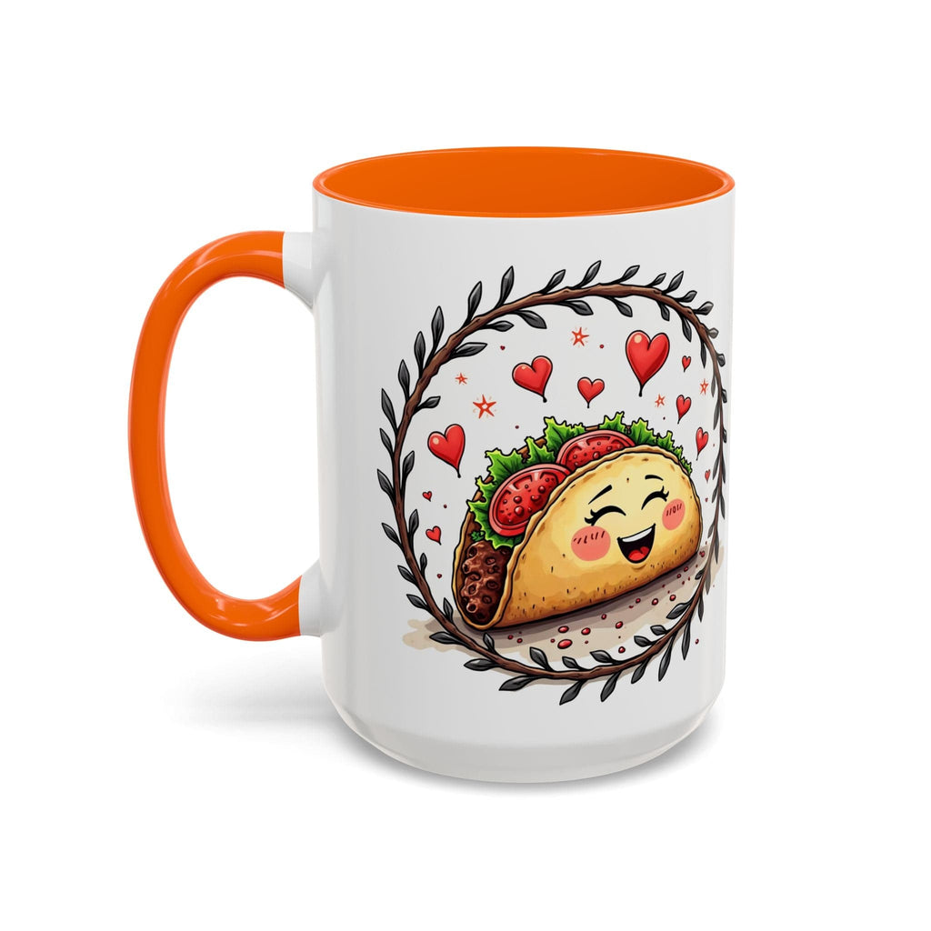 Printify Mug 15oz / Orange Mug - Taco 'Bout Love - Love & Fun Mug with QR Code Quote Video