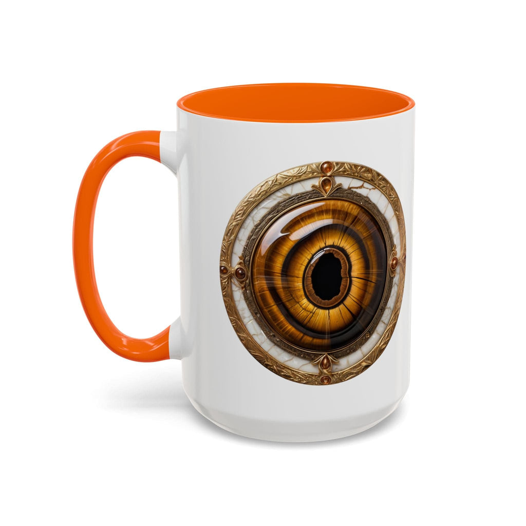 Printify Mug 15oz / Orange Tigers Eye Crystal Coffee Mug with Empowering Quote and QR Code Great Gemstone Gift for Adventurers and Goal Setter Lovers