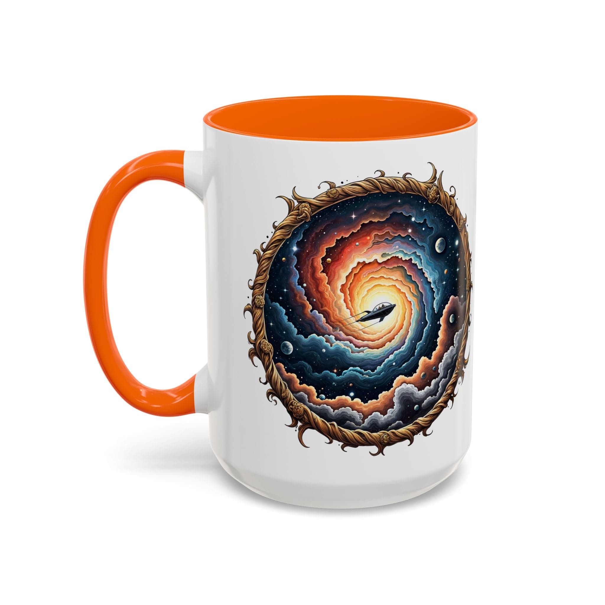 Printify Mug 15oz / Orange UFO Coffee Mug with Humorous Alien Quote - for Skeptical Science Lover Who Enjoy Unique Quirky Gift Hilarious Space Joke QR Code Quote Video