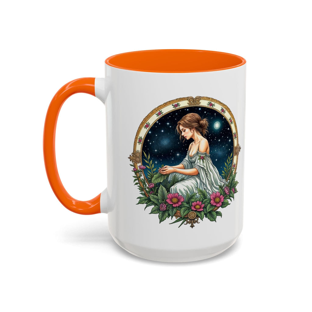 Printify Mug 15oz / Orange Virgo Zodiac Coffee Mug with Inspirational Quote and Smart QR Code Elegant Astrology Gift Unique Horoscope Mug for Virgo Lovers