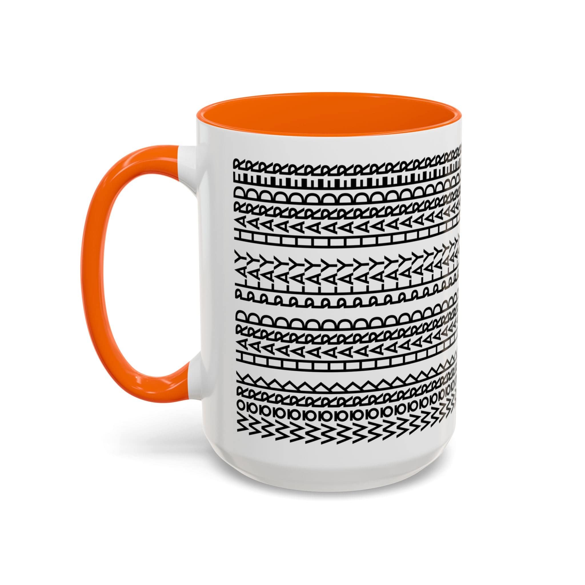Printify Mug 15oz / Orange Work Hard Play Harder - Hidden Message Mug