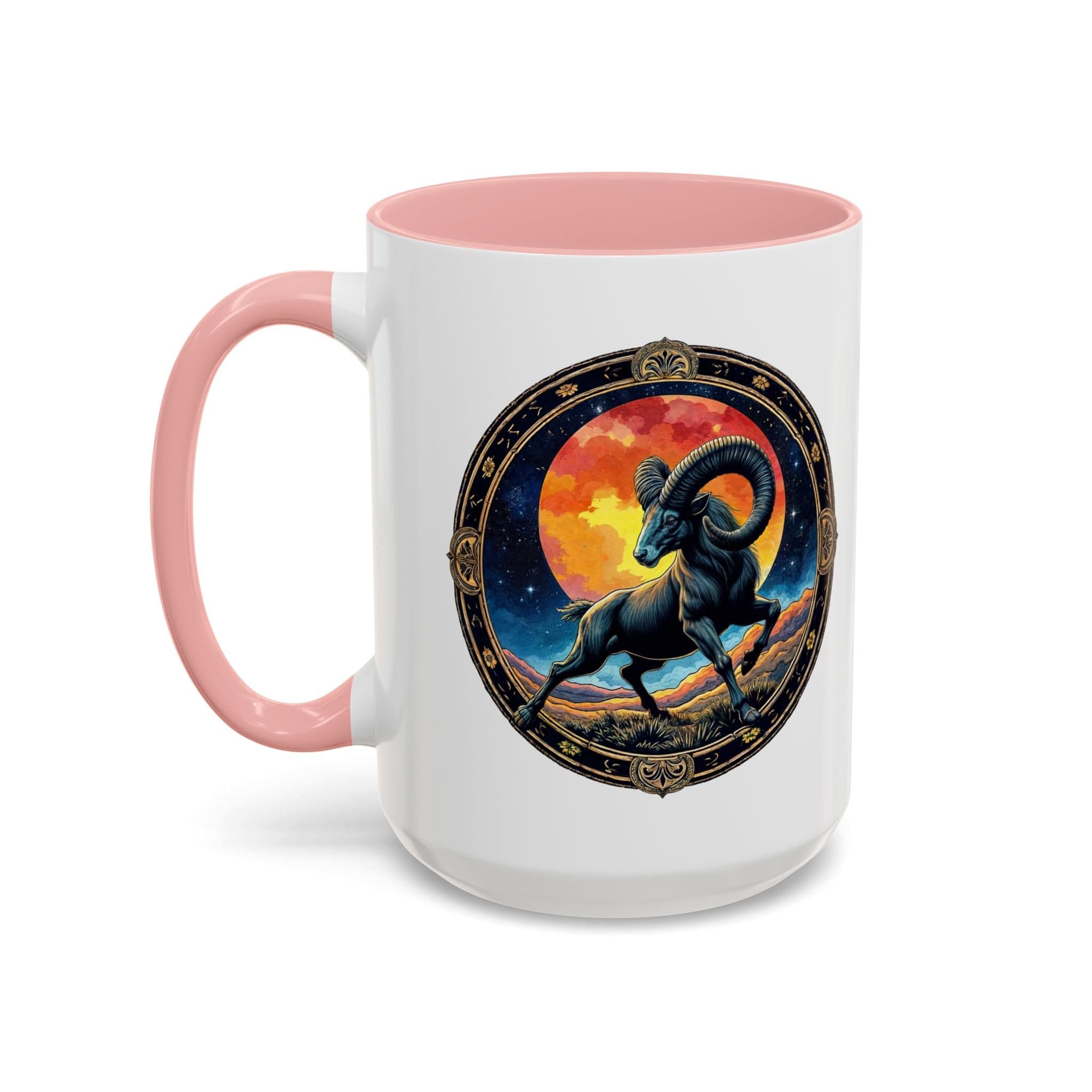 Printify Mug 15oz / Pink Aries Zodiac Coffee Mug with Inspirational Quote and Smart QR Code Unique Astrology Gift Personalized Horoscope Mug for Aries Lovers