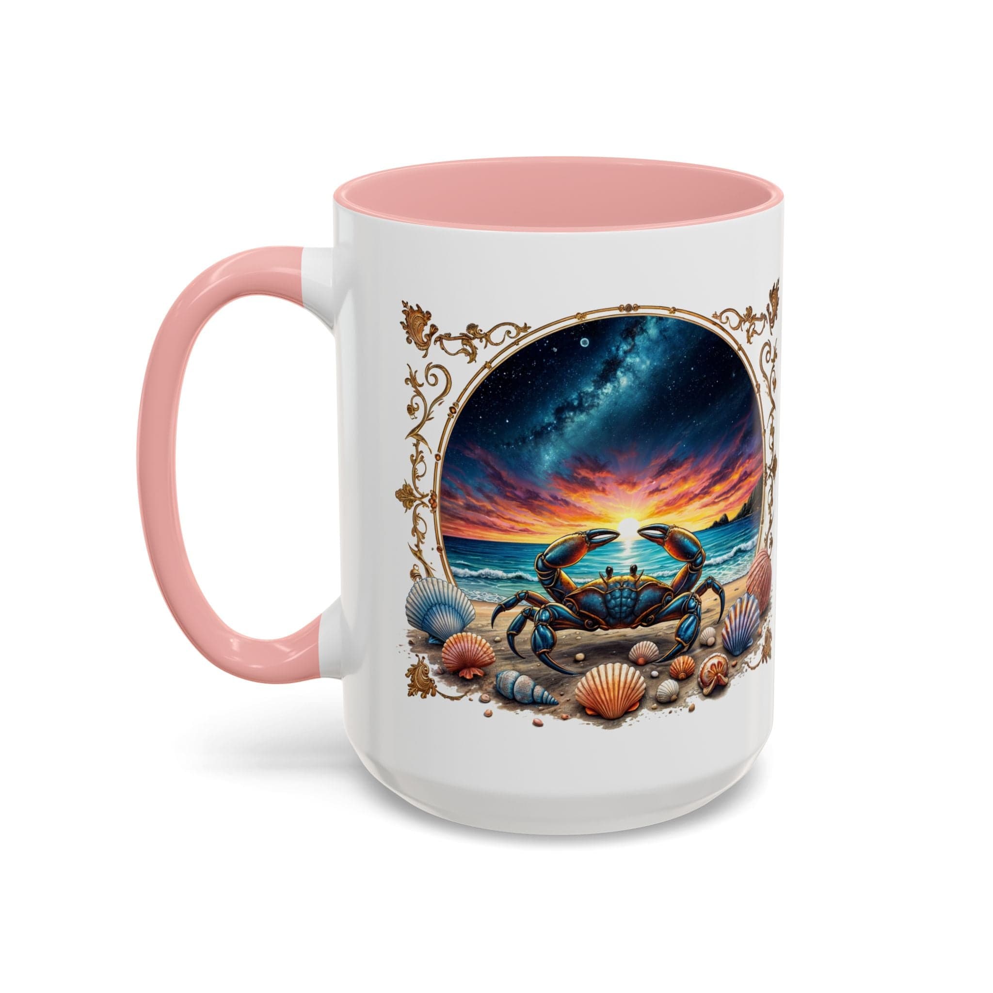 Printify Mug 15oz / Pink Cancer Zodiac Coffee Mug with Inspirational Quote and Smart QR Code Nurturing Astrology Gift Personalized Horoscope Mug for Cancer Fans